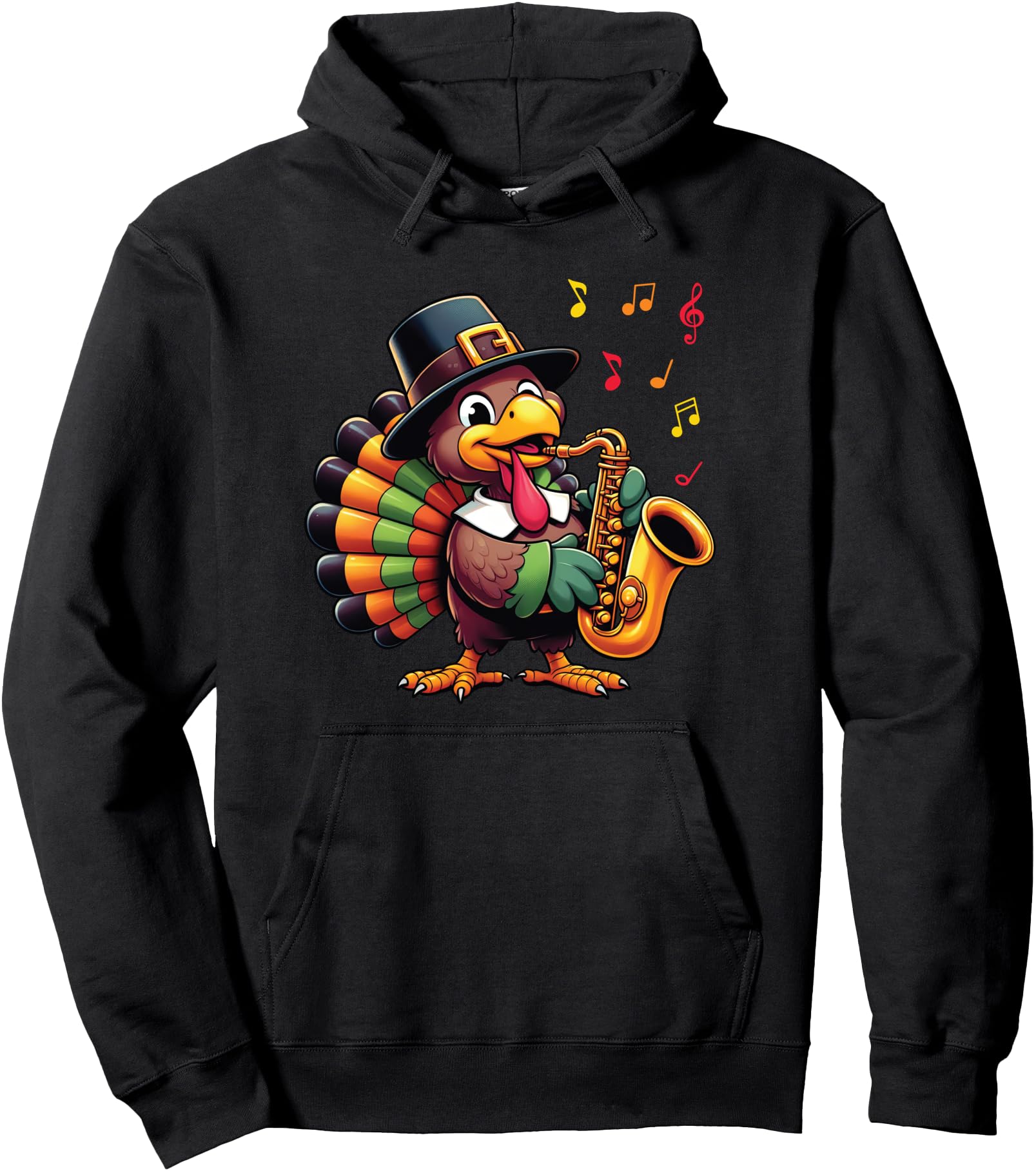 Funny Thanksgiving Turkey Playing Saxophone Music Lover Pullover Hoodie