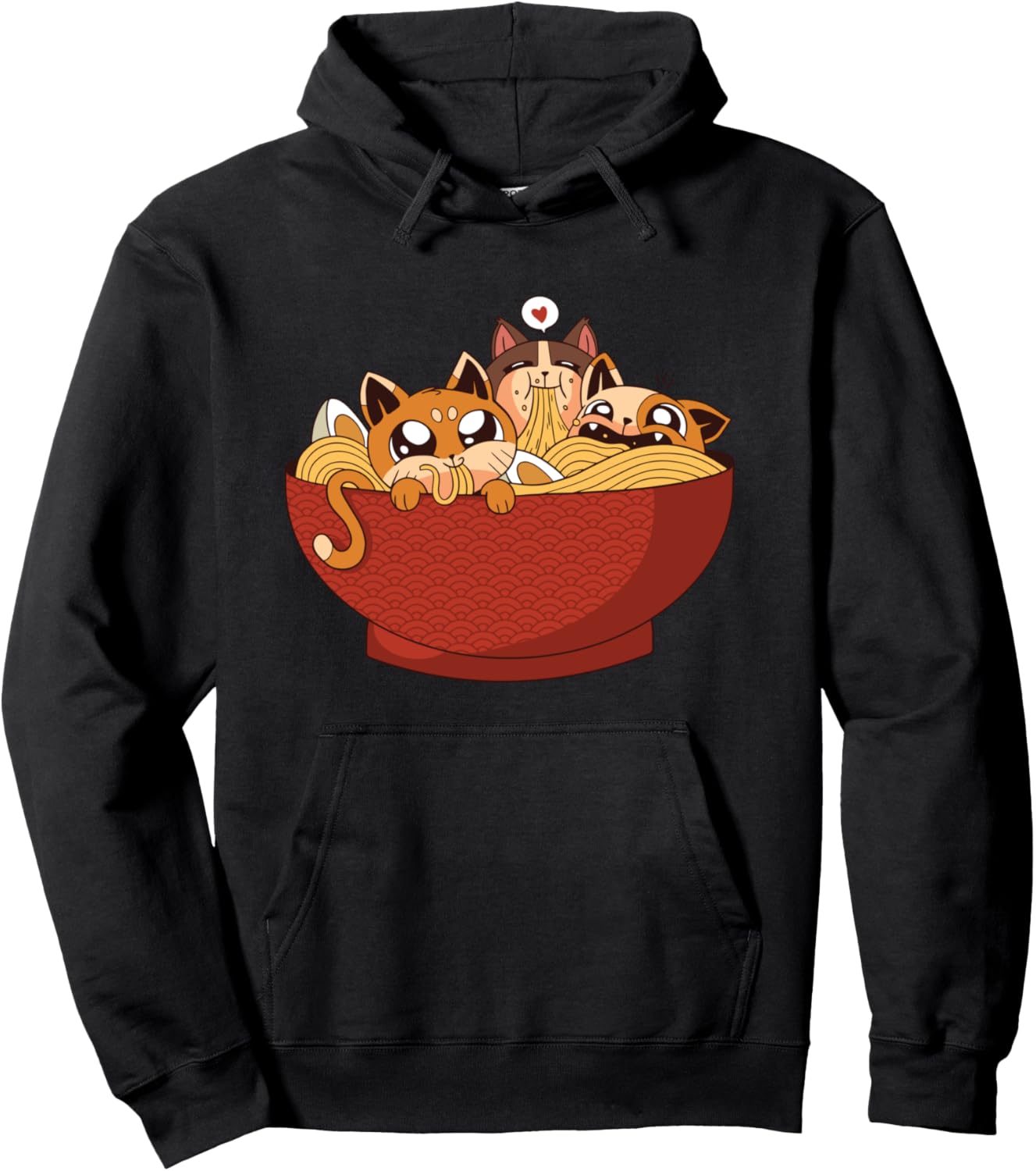 Cute Cats Eating Ramen Kawaii Anime Pullover Hoodie