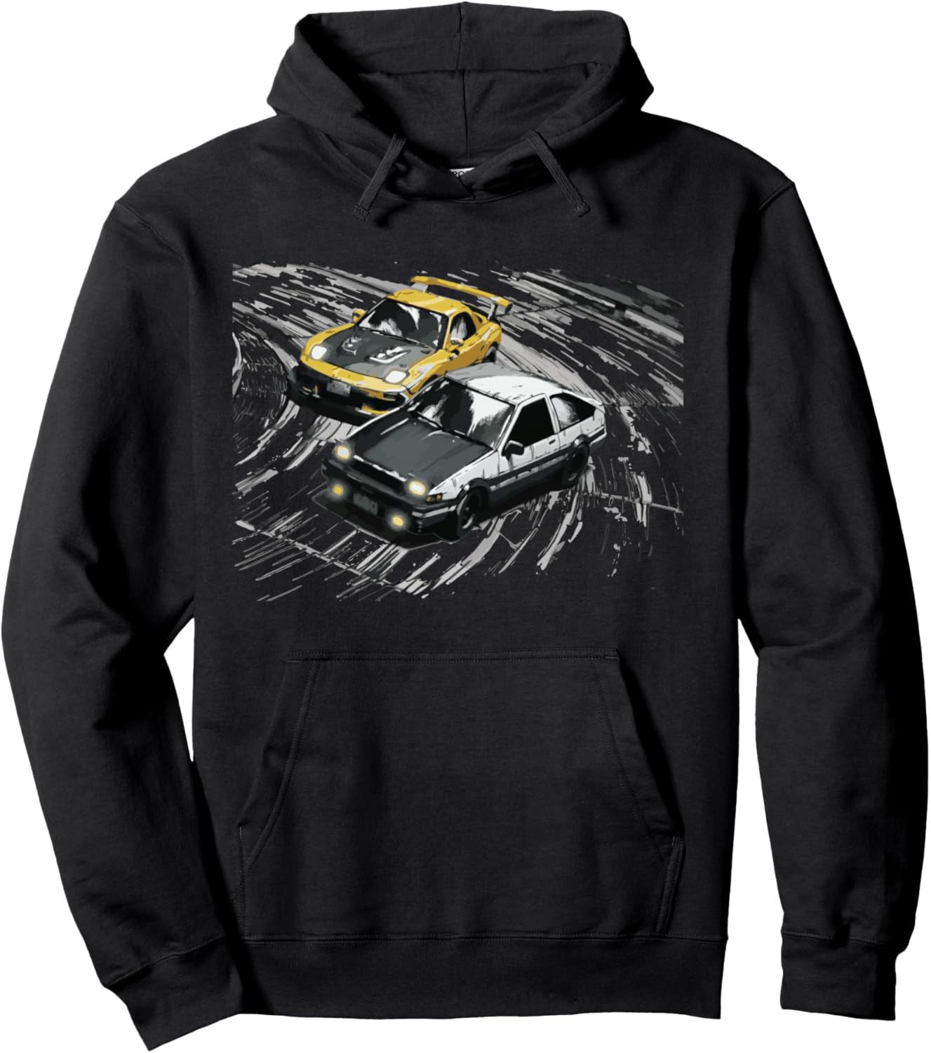 JDM Car Street Drift Race - 86 VS FD anime style Pullover Hoodie