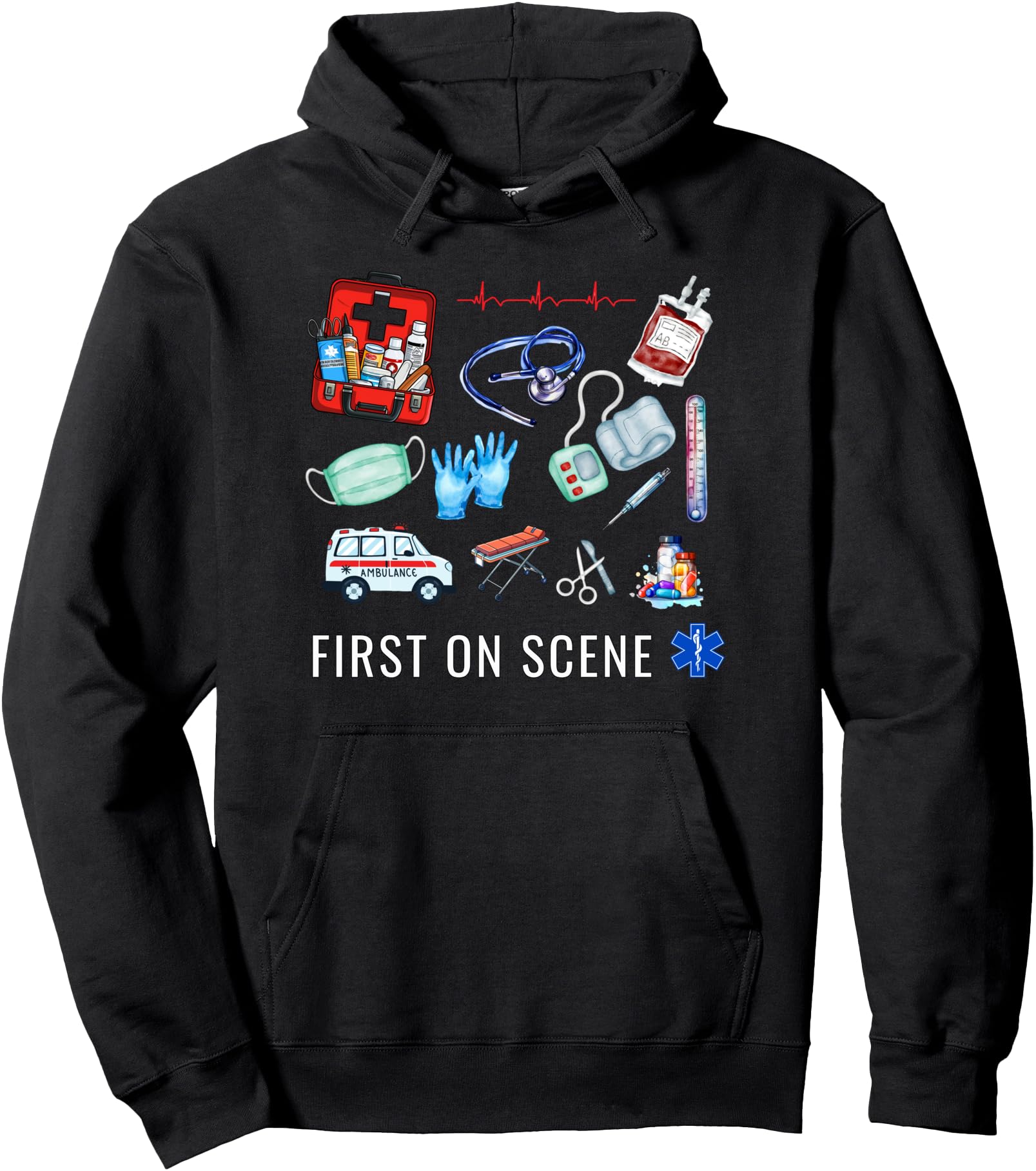 EMS First On Scene Design, EMT EMS First Responder Gift Pullover Hoodie
