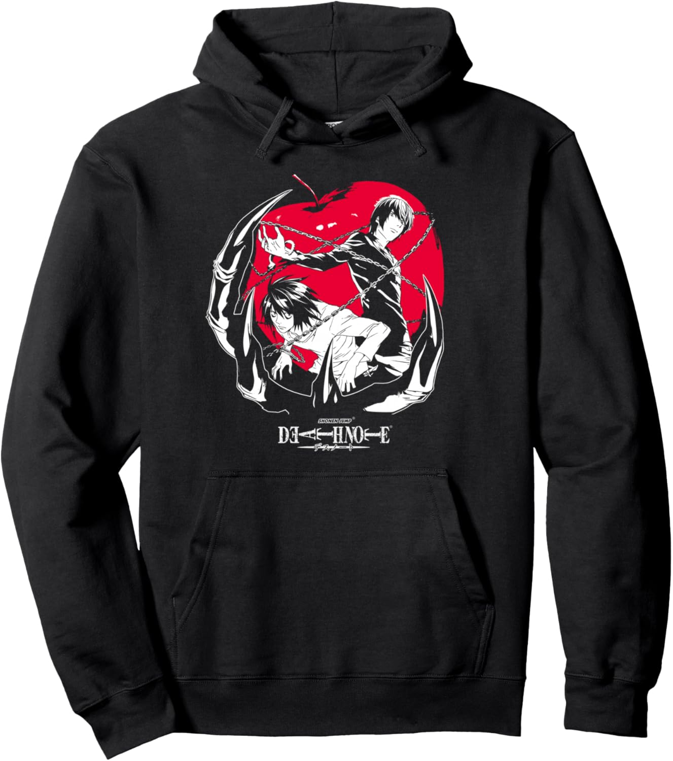 Death Note Light and L with Apple Anime Pullover Hoodie