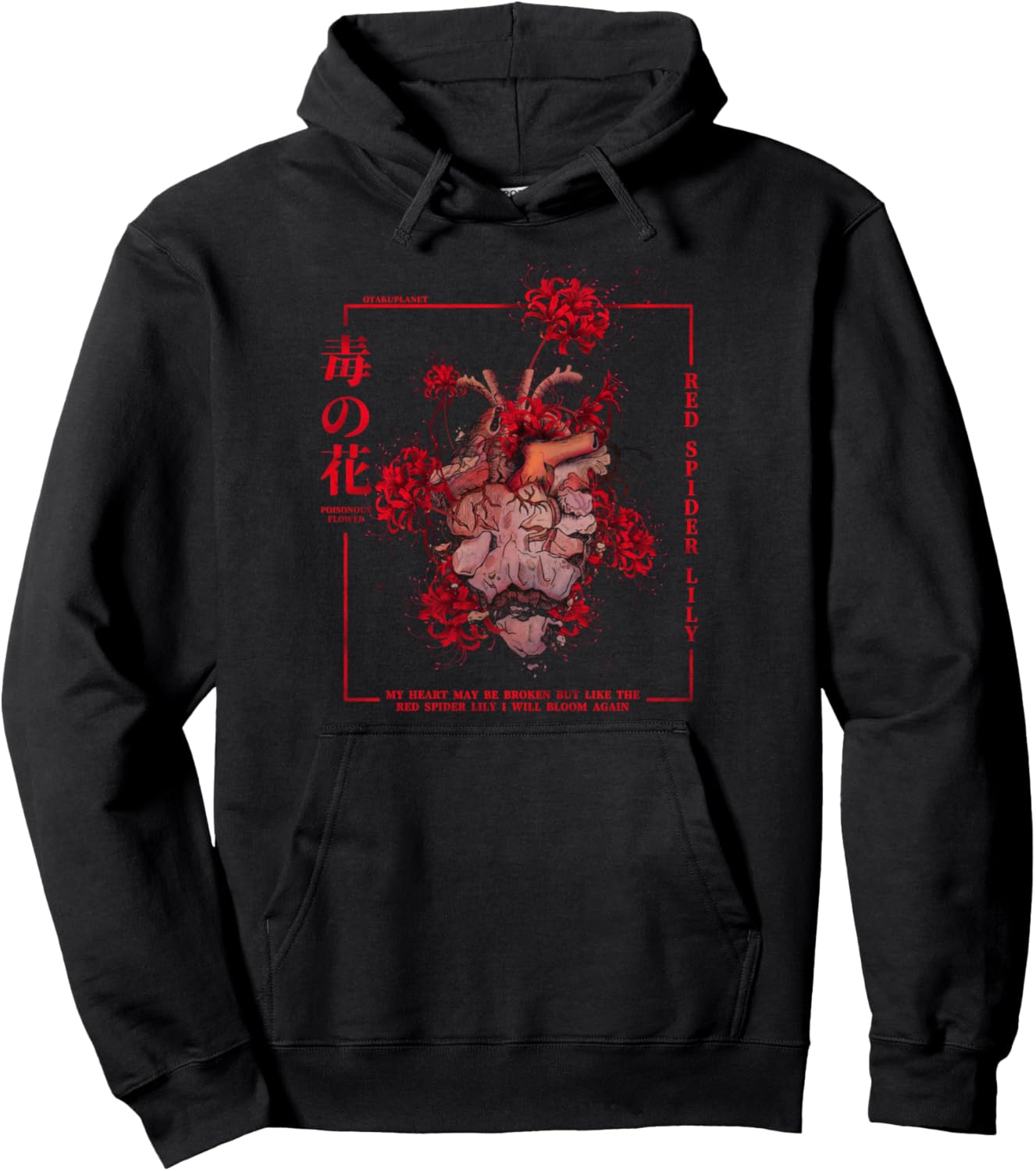 Red Spider Lily or Higanbana in Japan Soft Grunge Aesthetic Pullover Hoodie