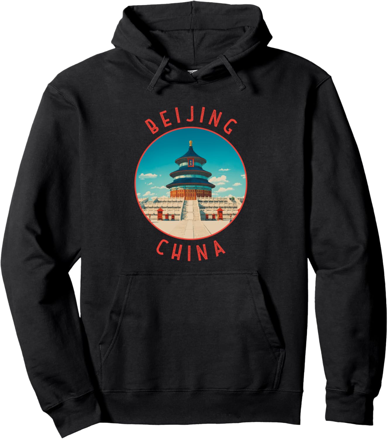 Beijing China Retro Distressed Circle Pullover Hoodie