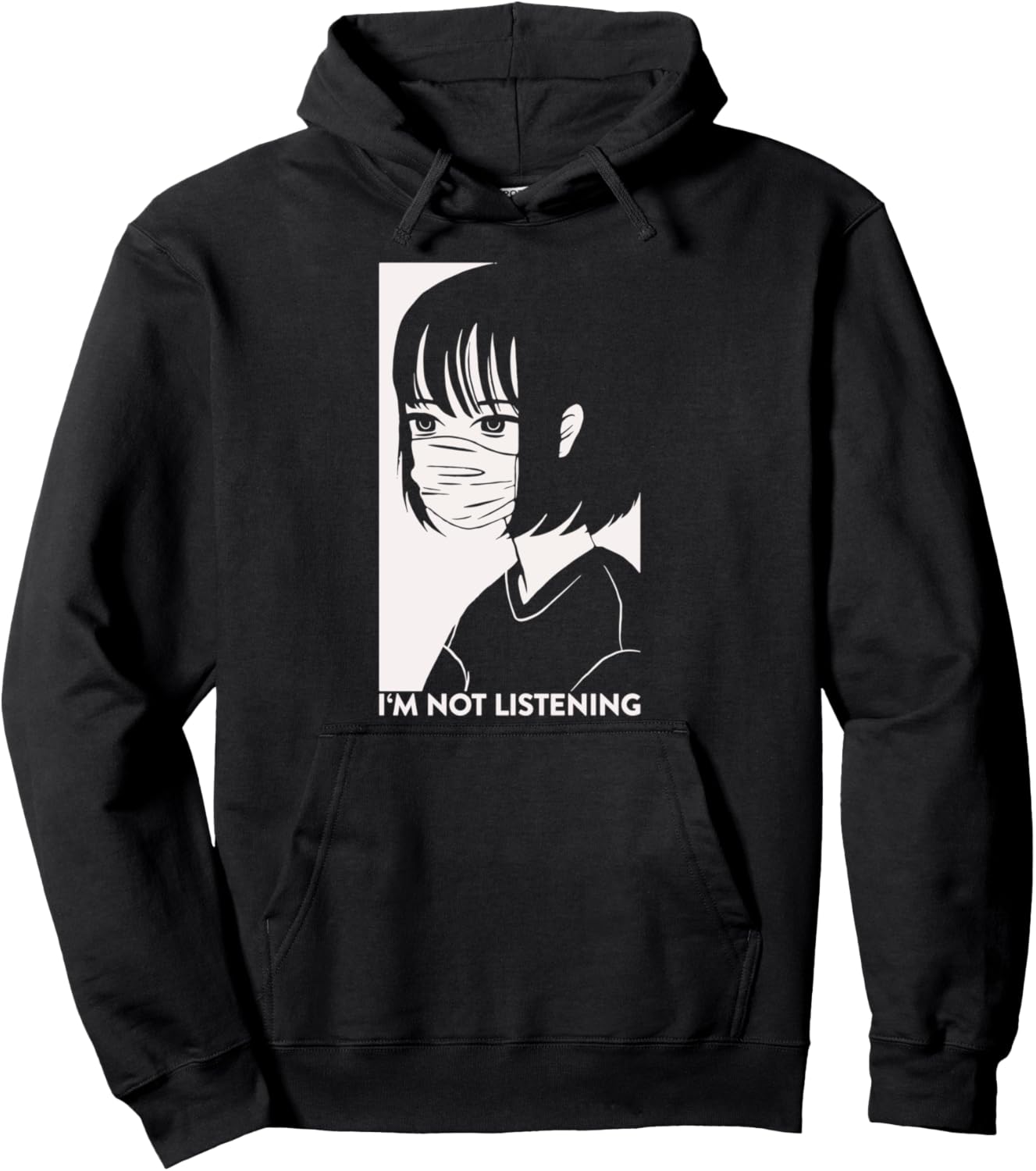 I'm Not Listening Emo Aesthetic Japanese Antisocial Anime Pullover Hoodie
