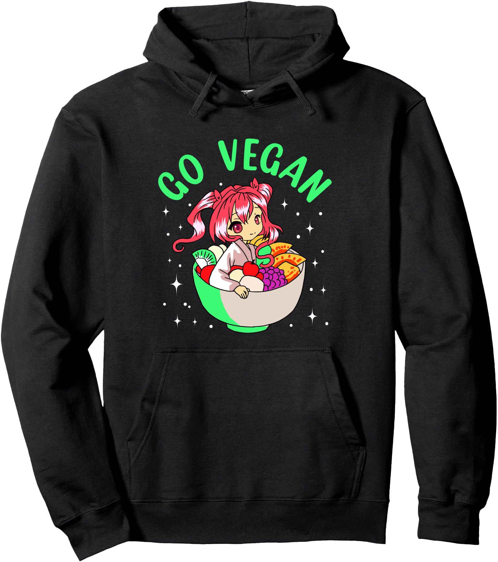 Anime Vegan Vegetables Healthy Living Japanese Anime Girl Pullover Hoodie
