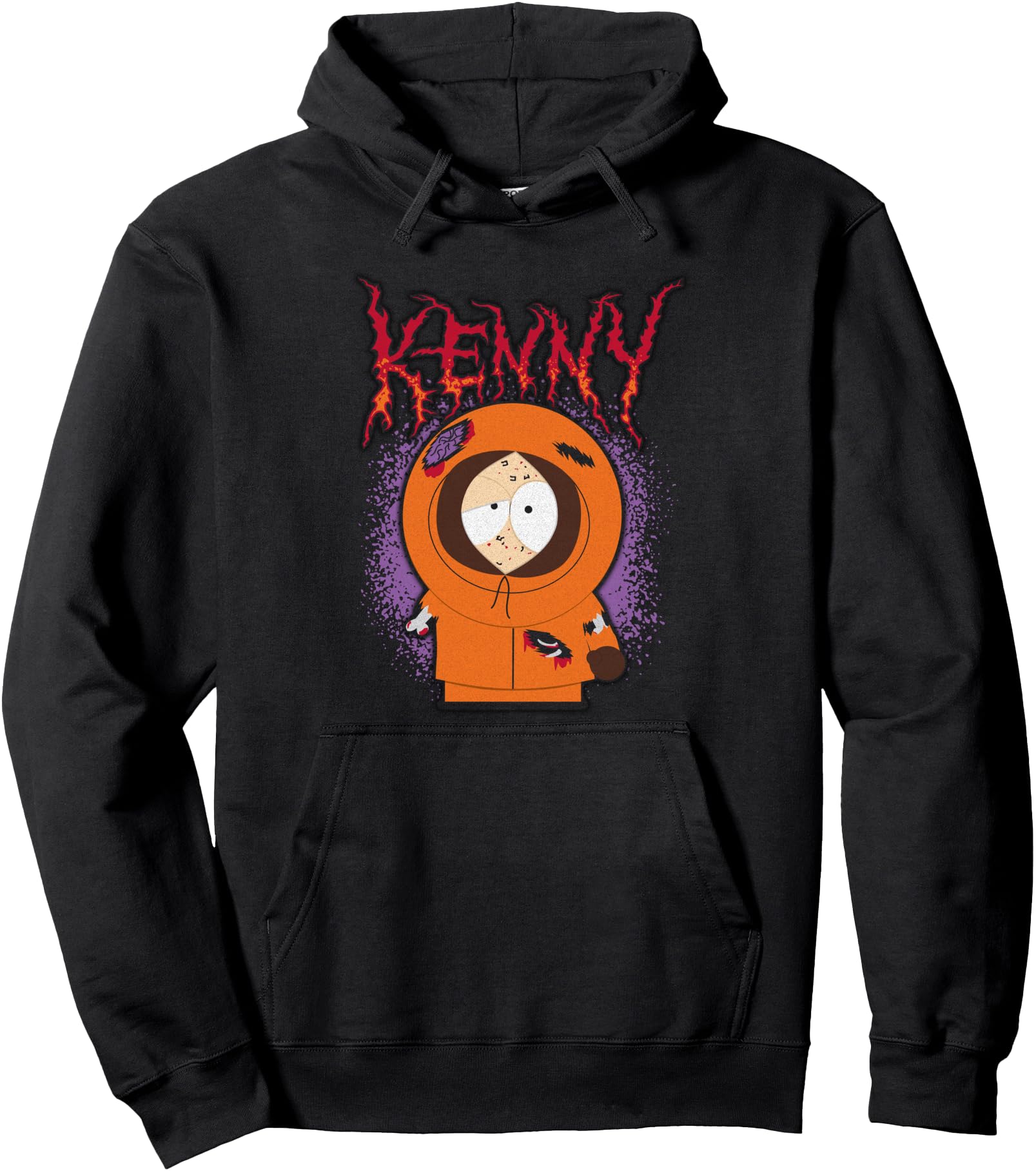 South Park Series Kenny Beat Up Grunge Name Splatter Cartoon Pullover Hoodie