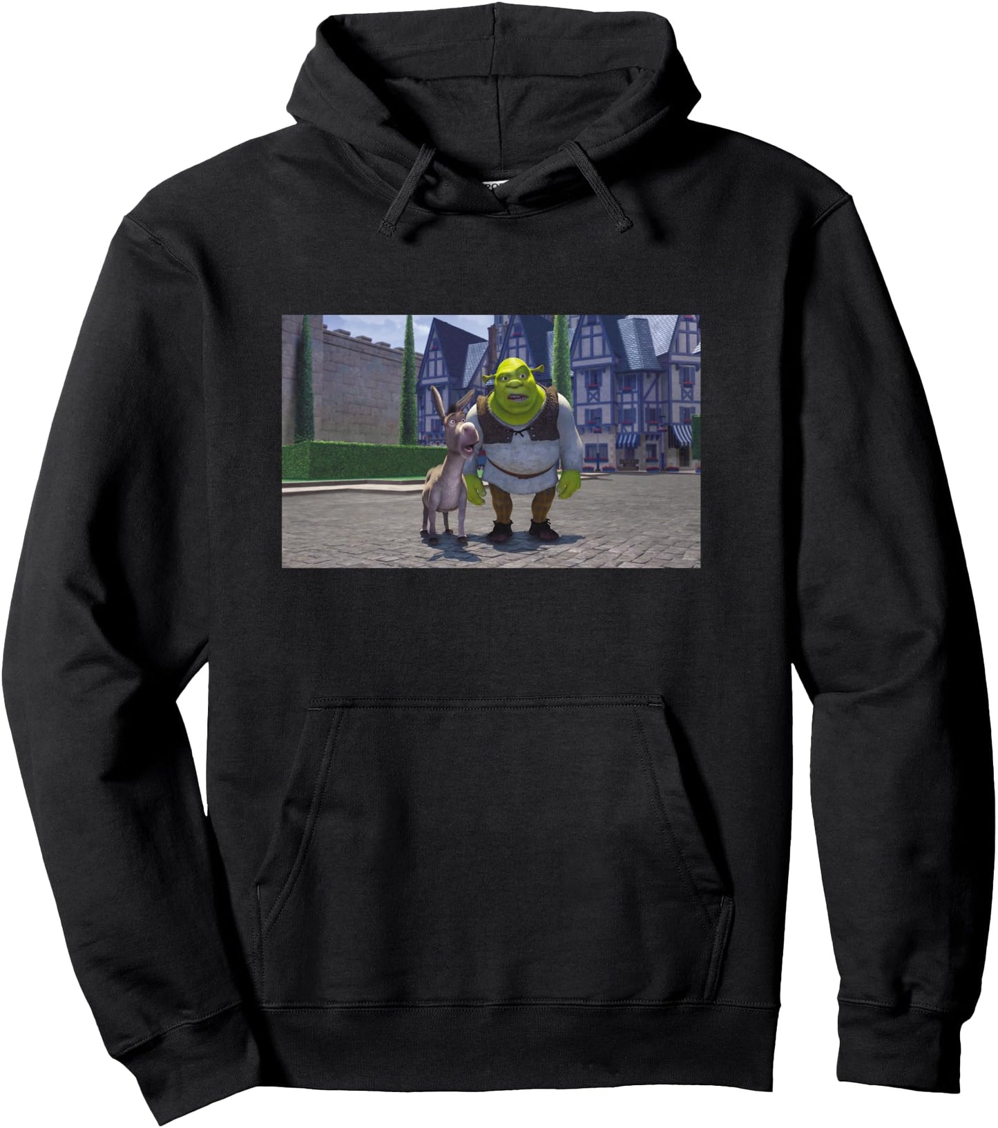 Shrek Iconic Donkey & Shrek Photo Scene Big Chest Poster Pullover Hoodie