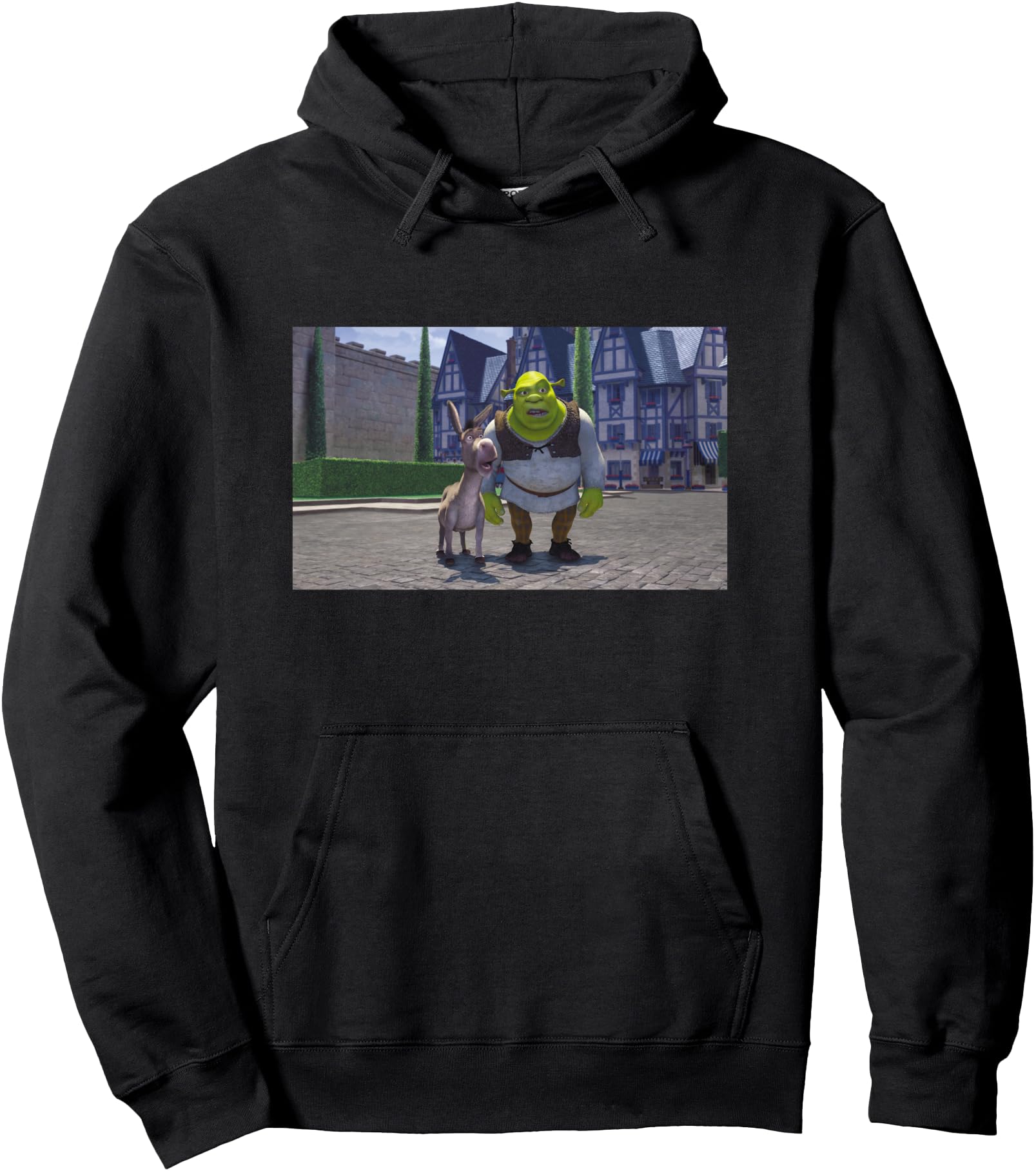 Shrek Iconic Donkey & Shrek Photo Scene Big Chest Poster Pullover Hoodie