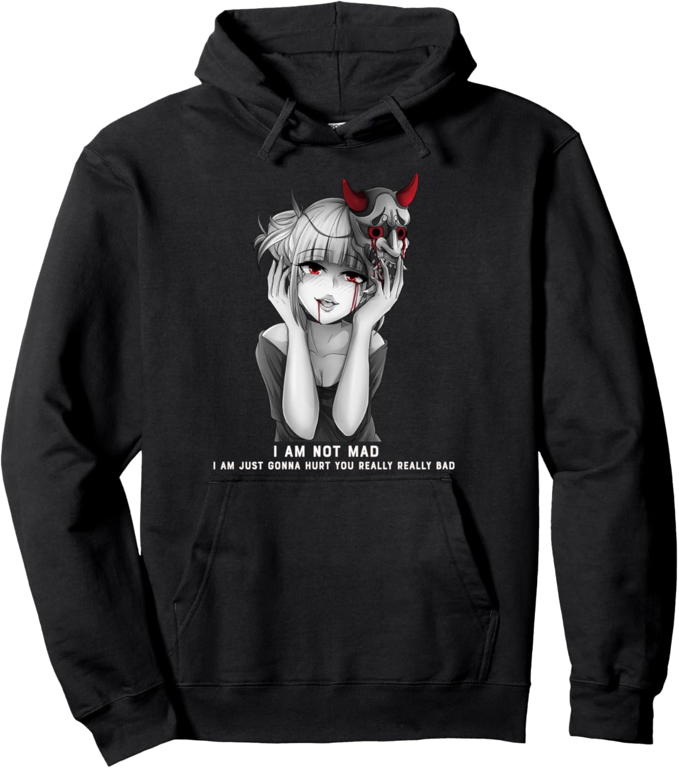 Yandere Oni Mask for Lewd Anime Otakus Pullover Hoodie