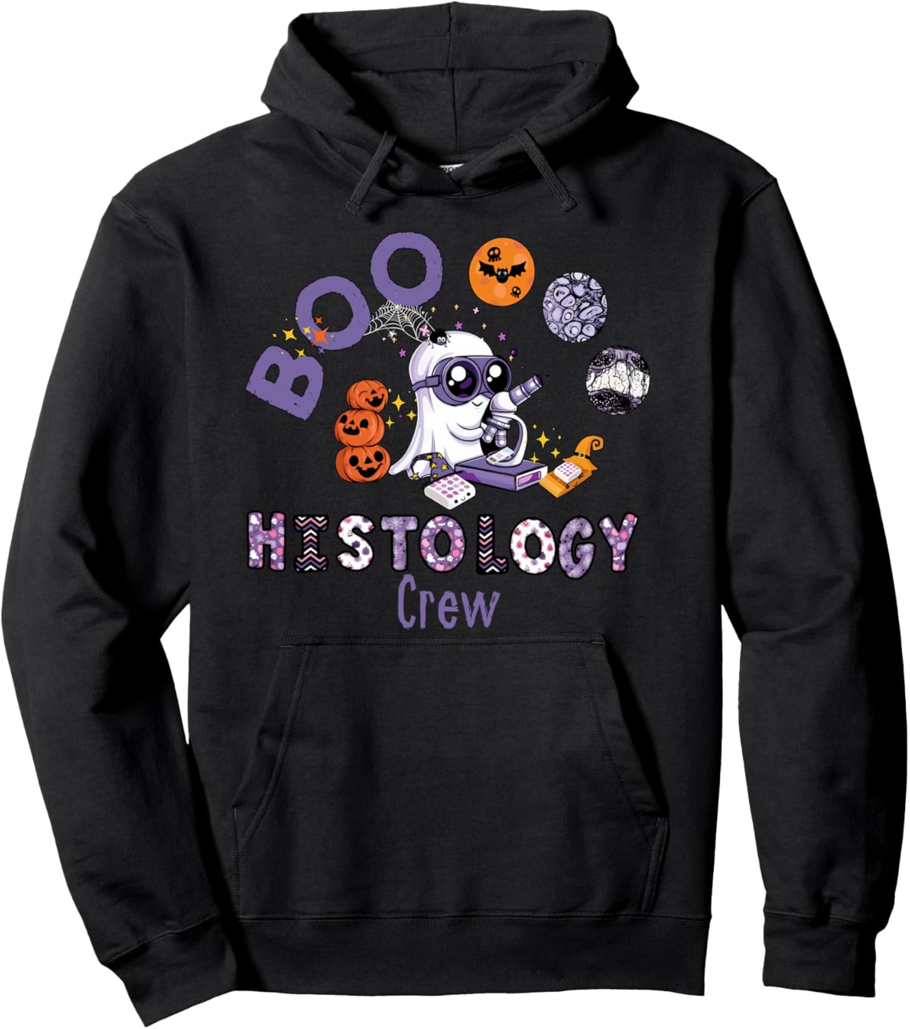 Boo Ghost Histology Crew Halloween Spooky Pathologist Pullover Hoodie