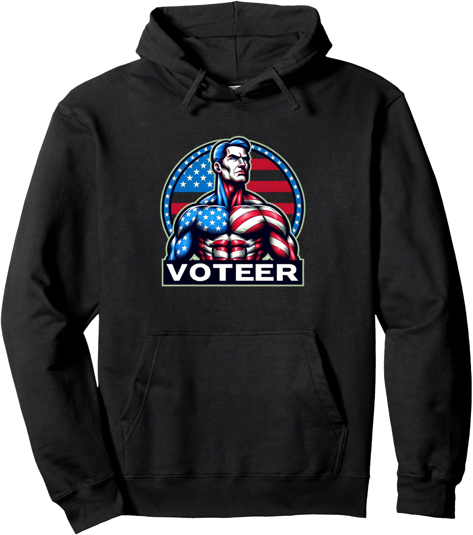 Voter Patriotic Superhero Character Art Voting Strength Pullover Hoodie