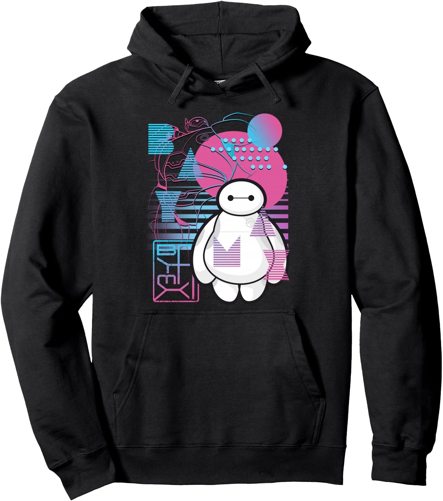 Disney Big Hero 6 Baymax Neon Blue Print Schematics Pullover Hoodie