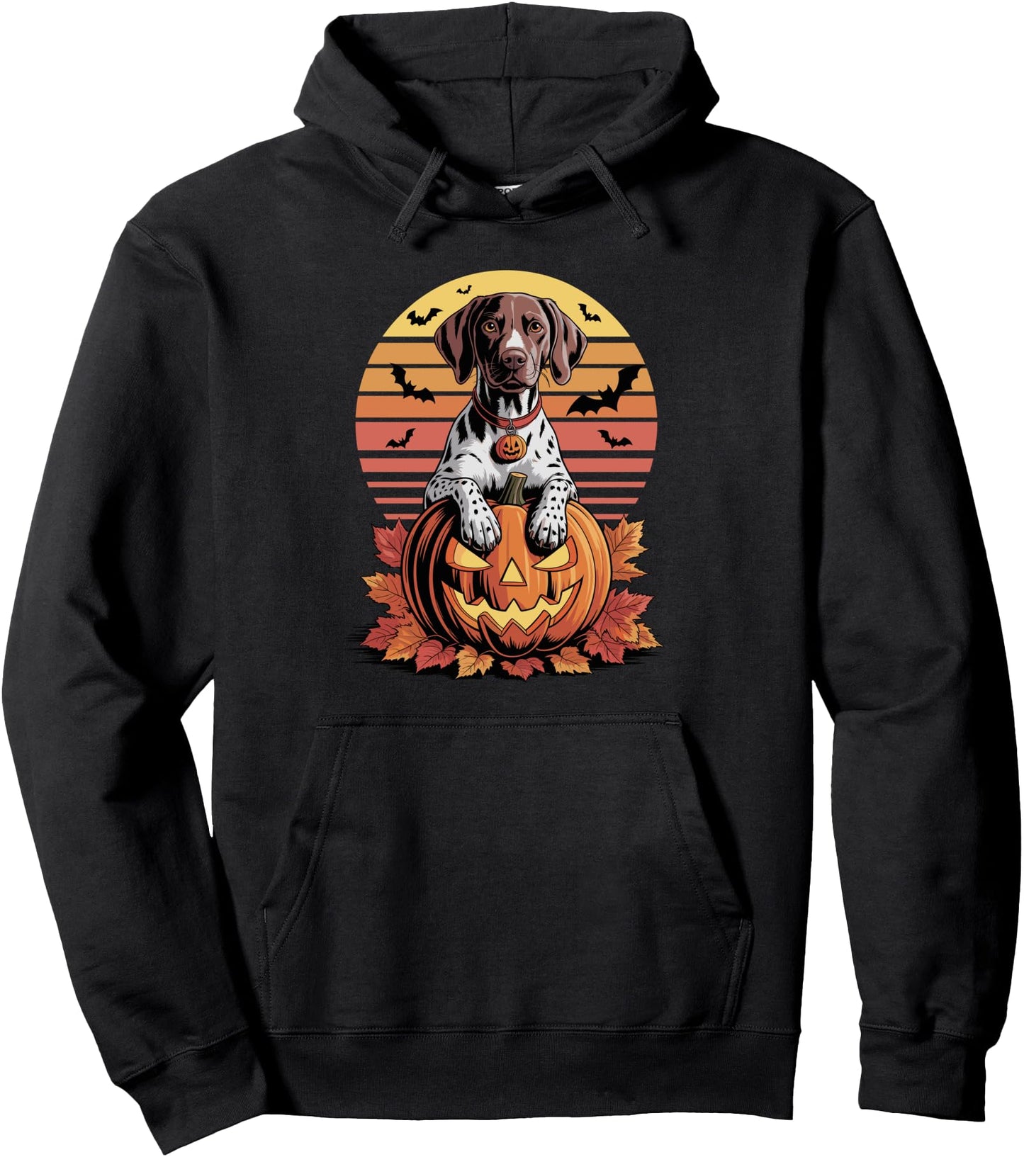 Halloween Retro German Shorthaired Pointer Dog GSP Pullover Hoodie