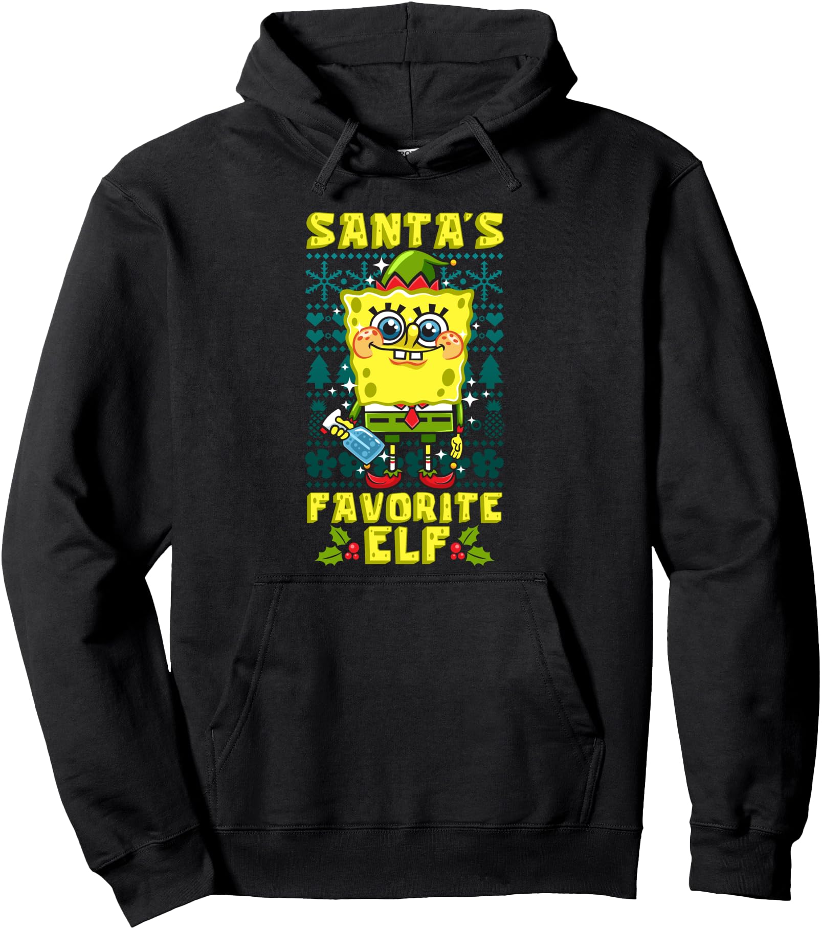 Mademark x SpongeBob SquarePants - SpongeBob Christmas Matching Santa's Favorite Elf Xmas Gift Pullover Hoodie