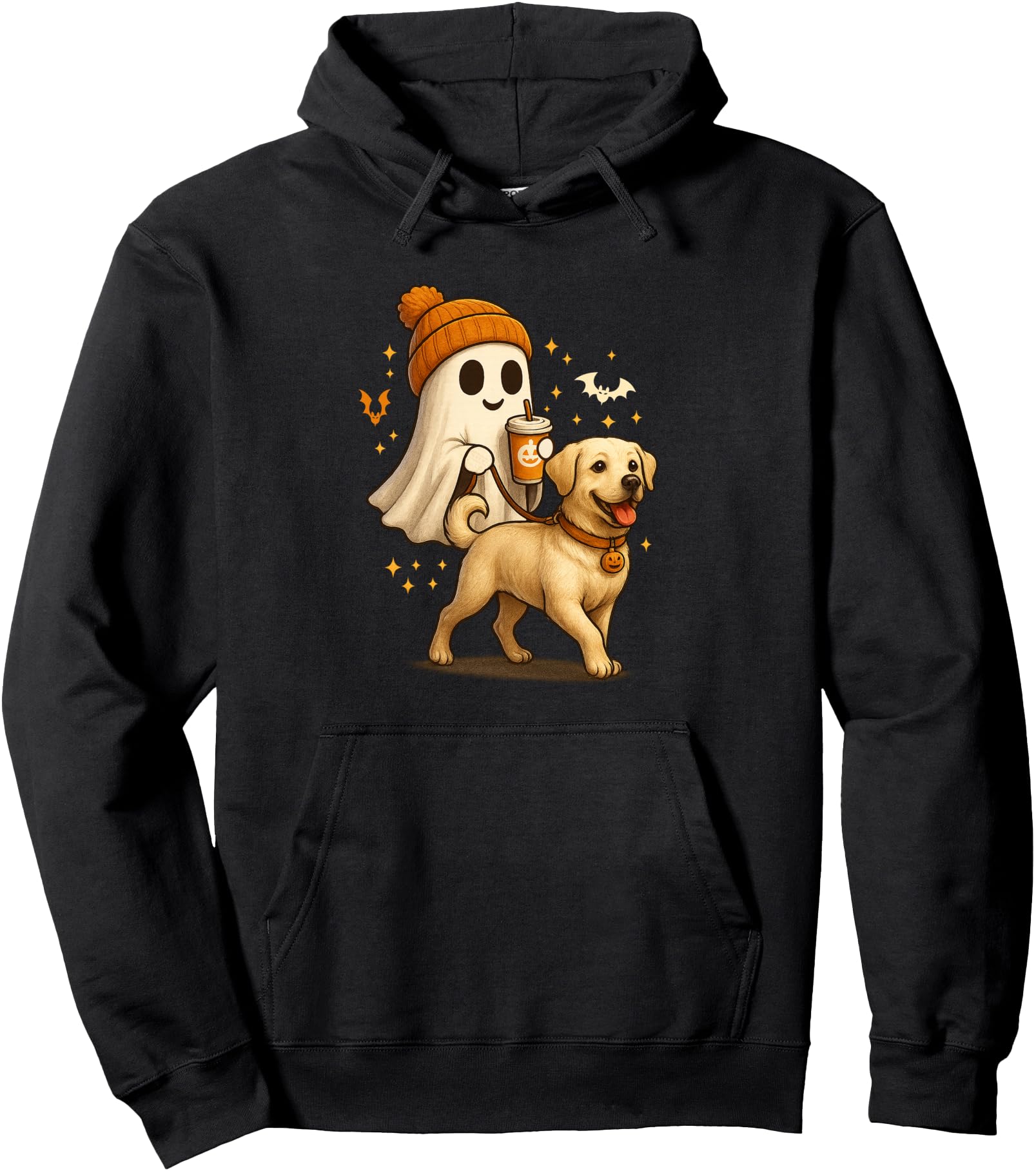 Labrador Retriever Halloween Ghost Walking Labrador Dog Pullover Hoodie