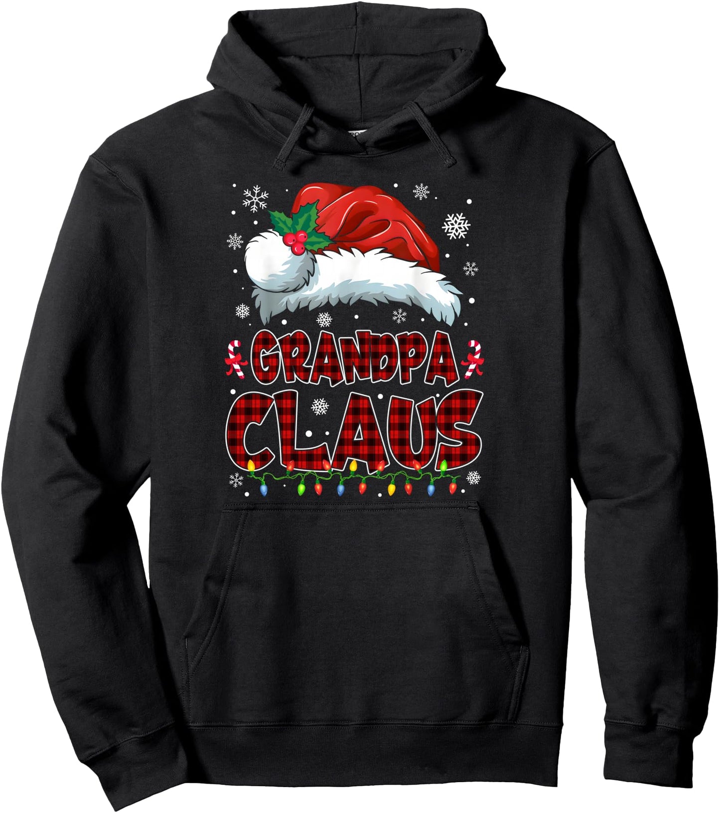 Grandpa Claus Christmas Lights Pajama Family Group Matching Pullover Hoodie