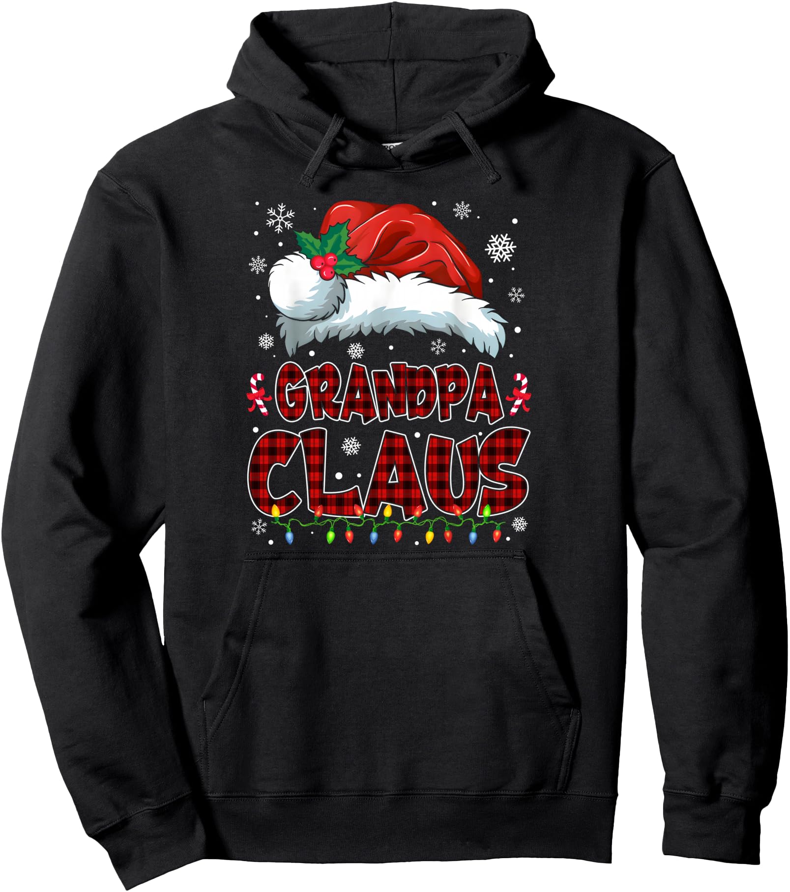 Grandpa Claus Christmas Lights Pajama Family Group Matching Pullover Hoodie