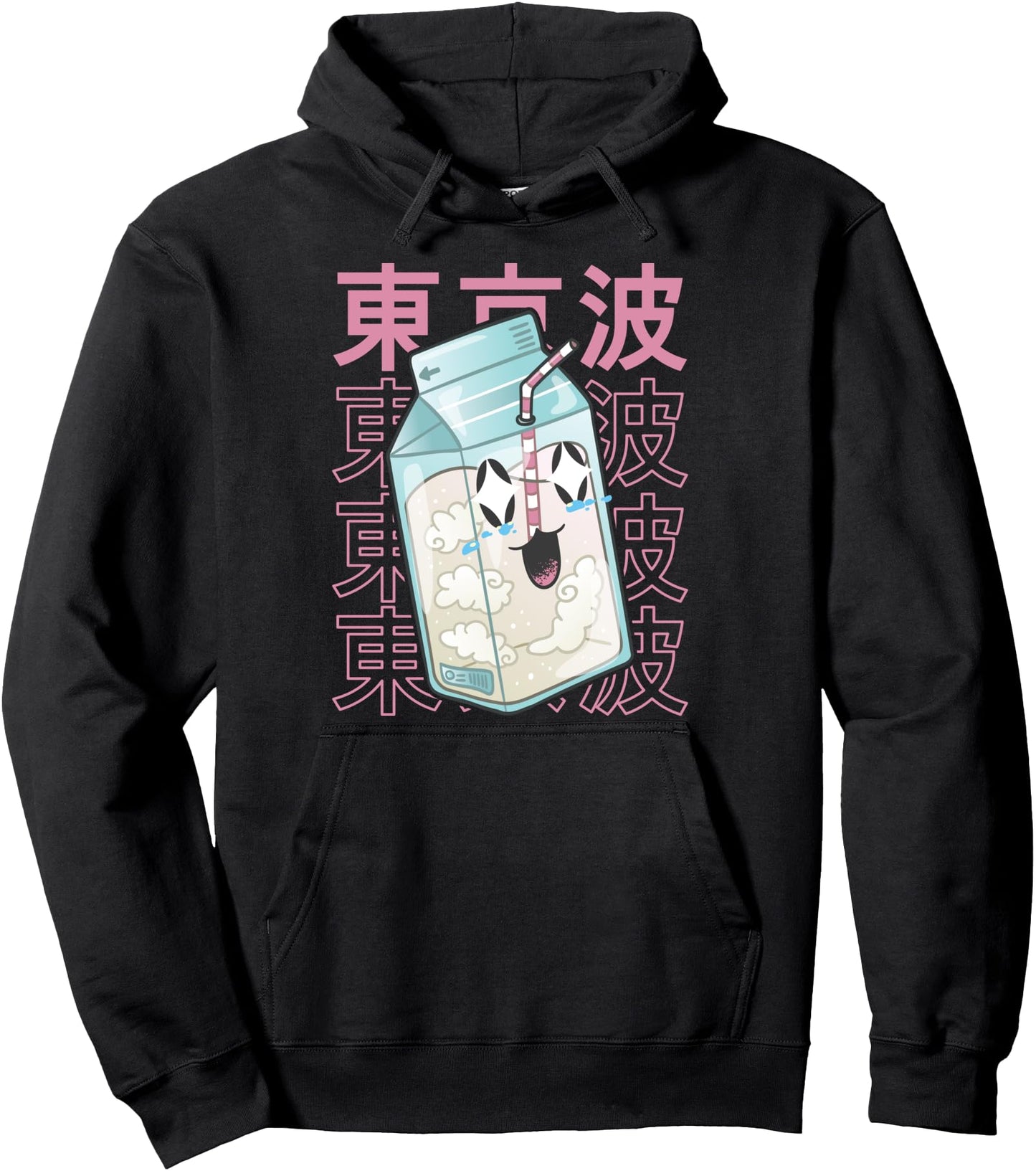 Happy Milk Carton Japanese Kawaii Aesthetic Anime Girl Pullover Hoodie