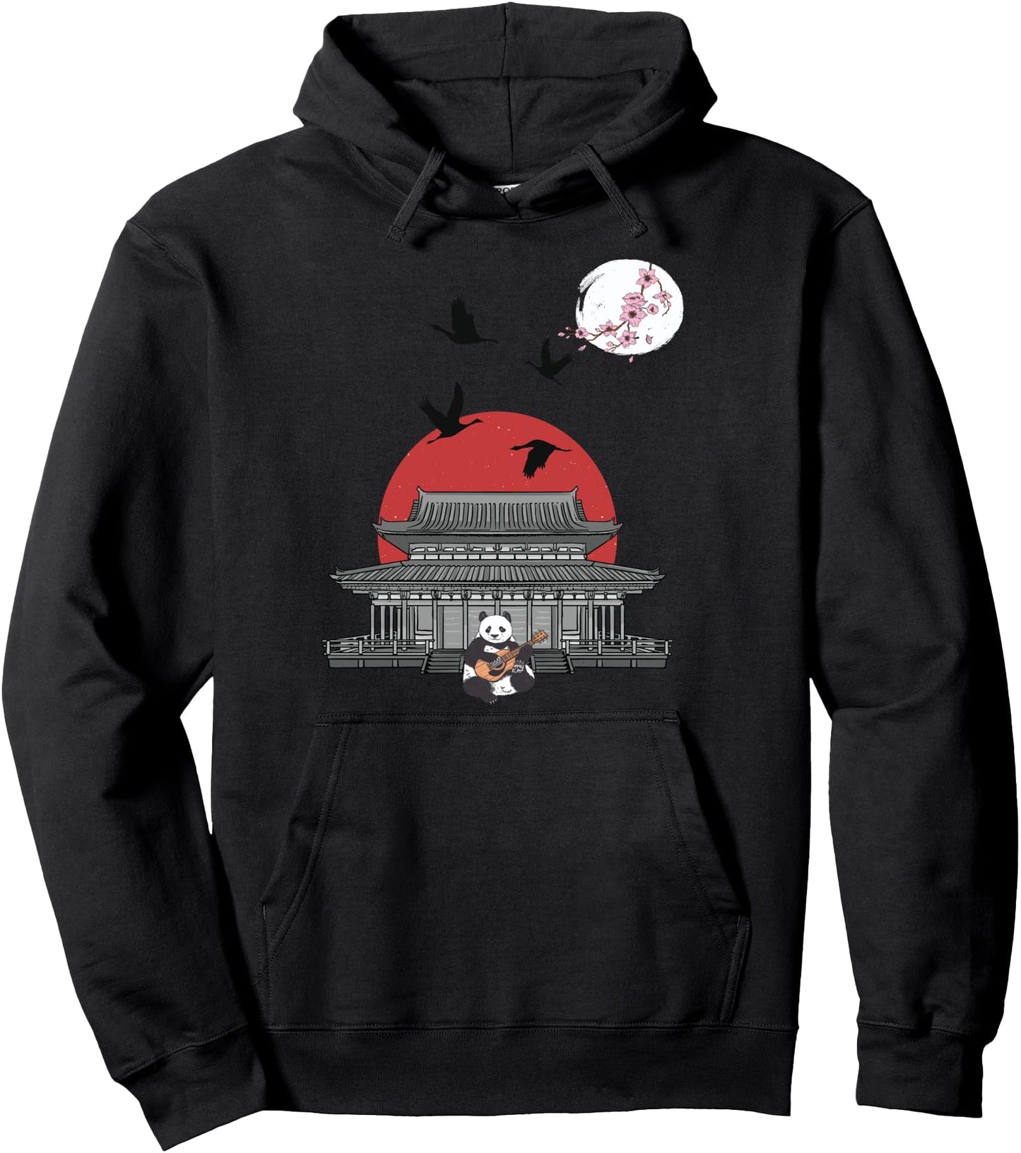 Japan Sakura Tree Blossom Panda Bear Japanese Temple Pullover Hoodie