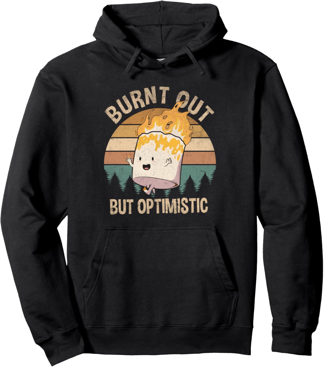 Burnt Out But Optimistic - Retro Vintage Sunset Pullover Hoodie