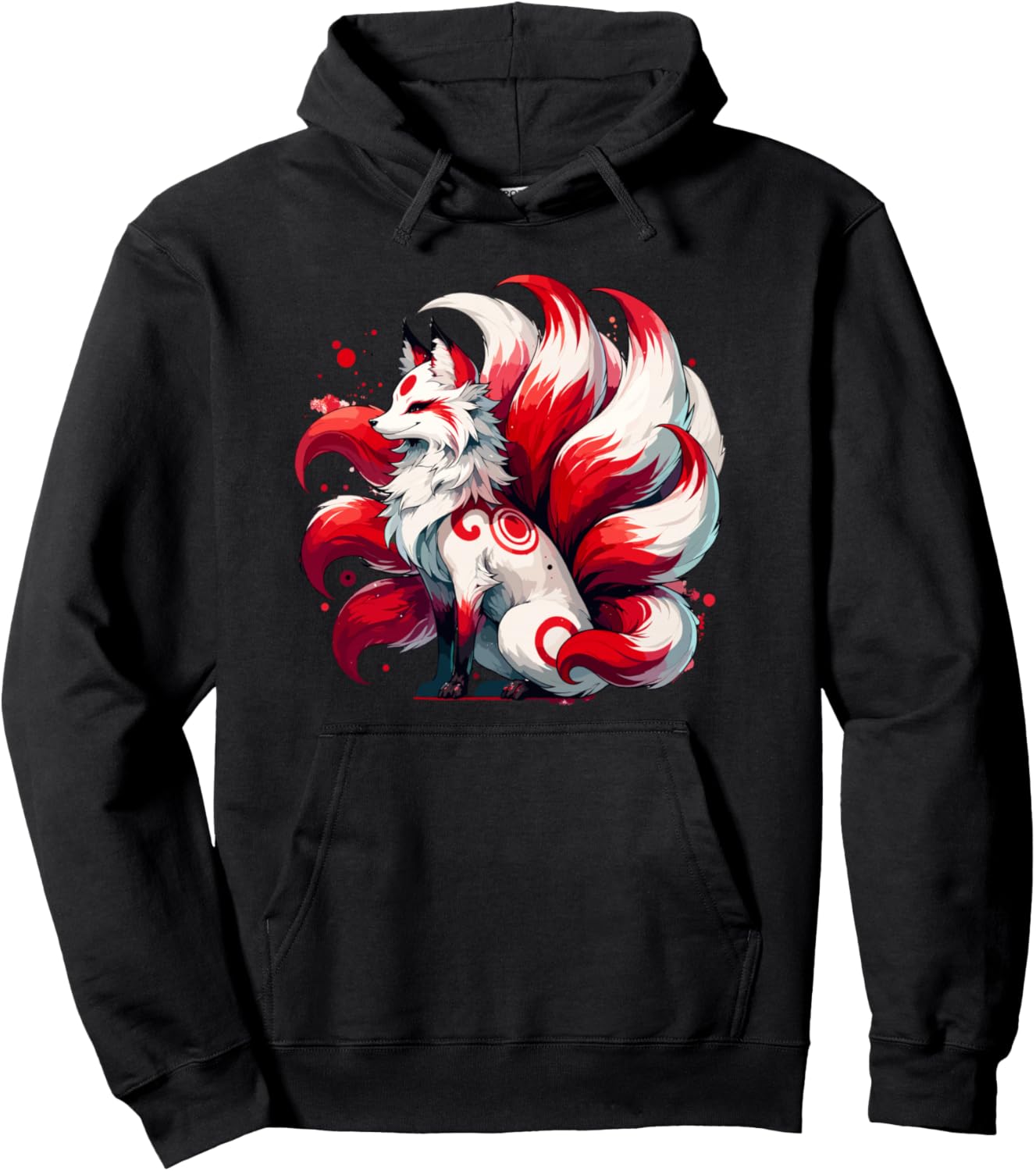 Japanese Anime Fox Kitsune Nine Tails Pullover Hoodie