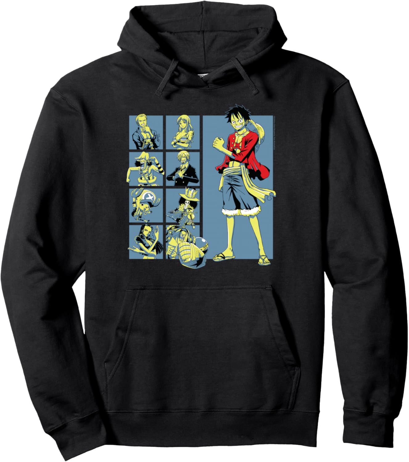 One Piece Anime Pirate Character Grid Pullover Hoodie