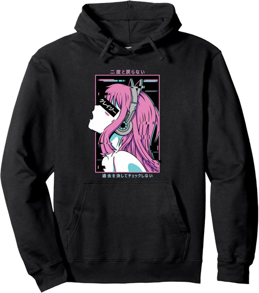 Aesthetic Vaporwave Crazy Waifu Anime Girl Pullover Hoodie