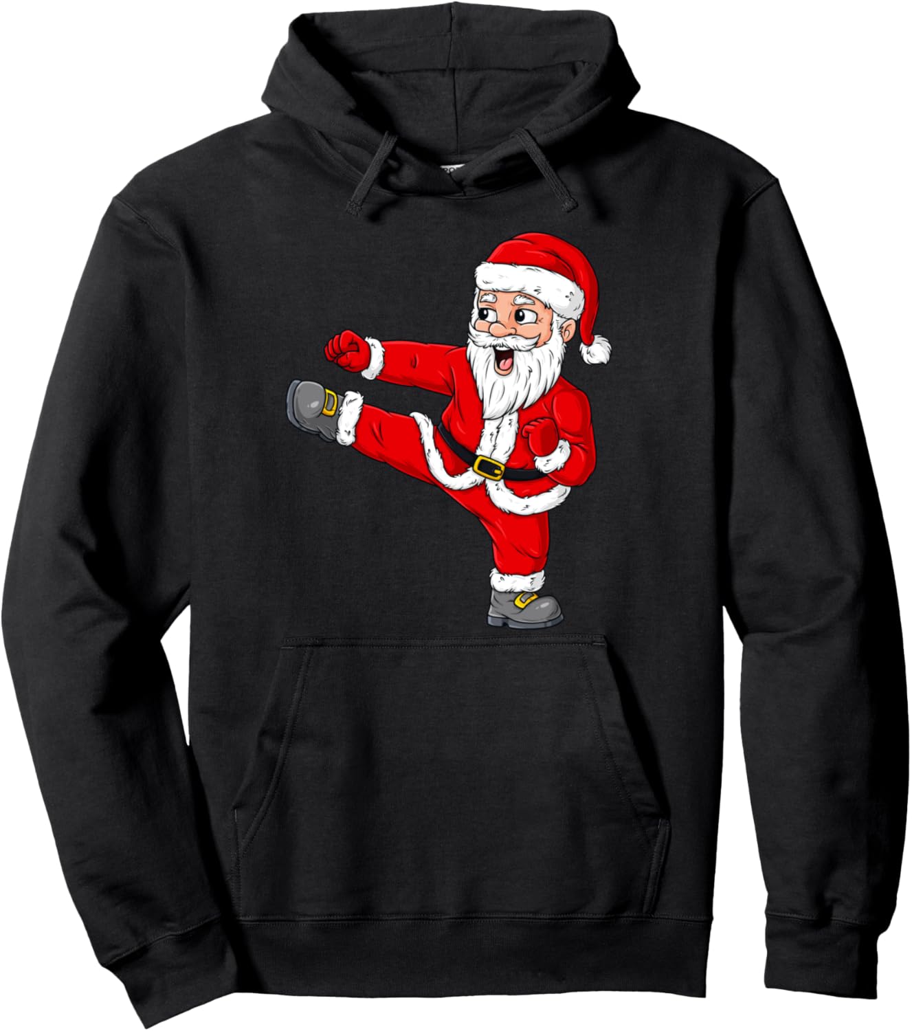 Christmas Santa Claus Karate Funny Boys Kids Pajama Xmas Pullover Hoodie
