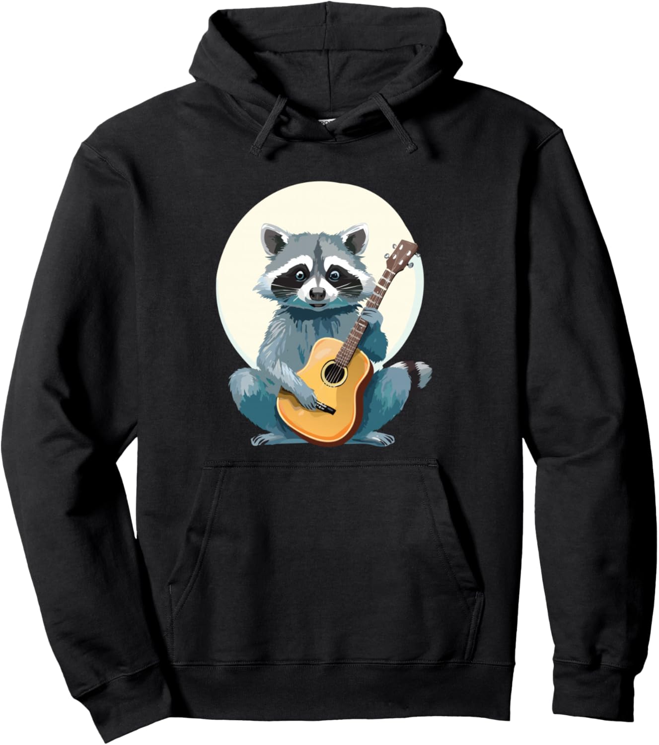 Cute Funny Raccoon Playing Guitar Rock N Roll Rocker Pullover Hoodie