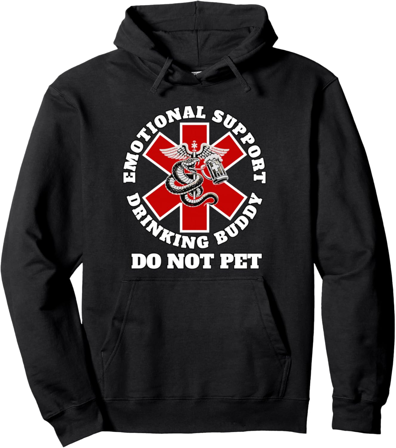 Adult Funny Drinking Tee Emotional Support Drinking Buddy Pullover Hoodie
