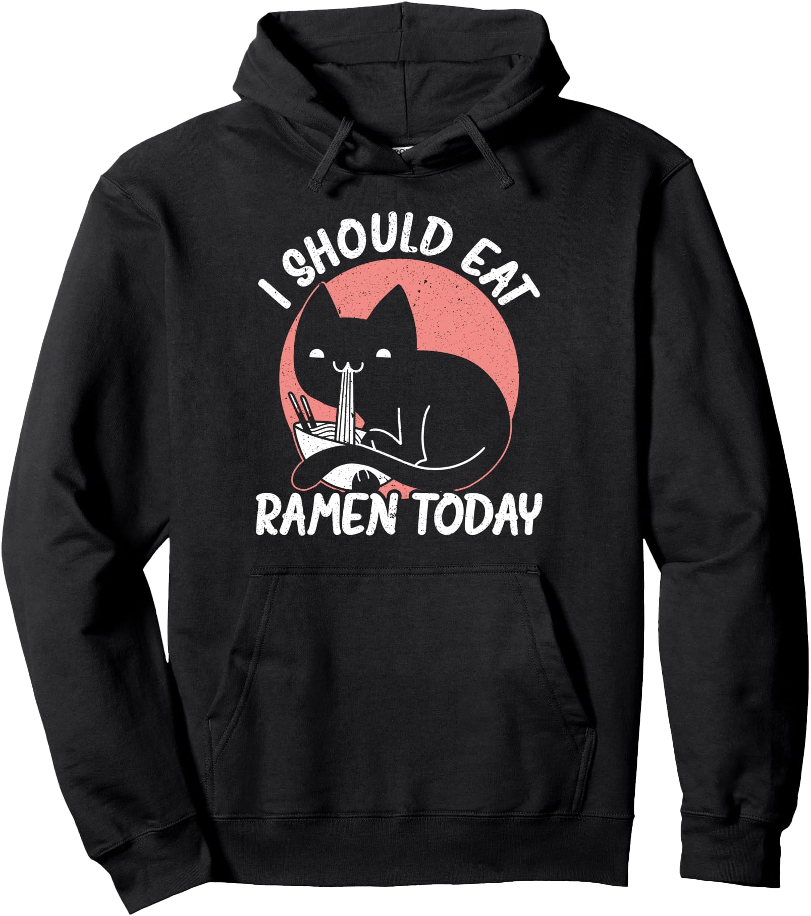 Cat Eating Ramen Noodles Japanese Food Pullover Hoodie