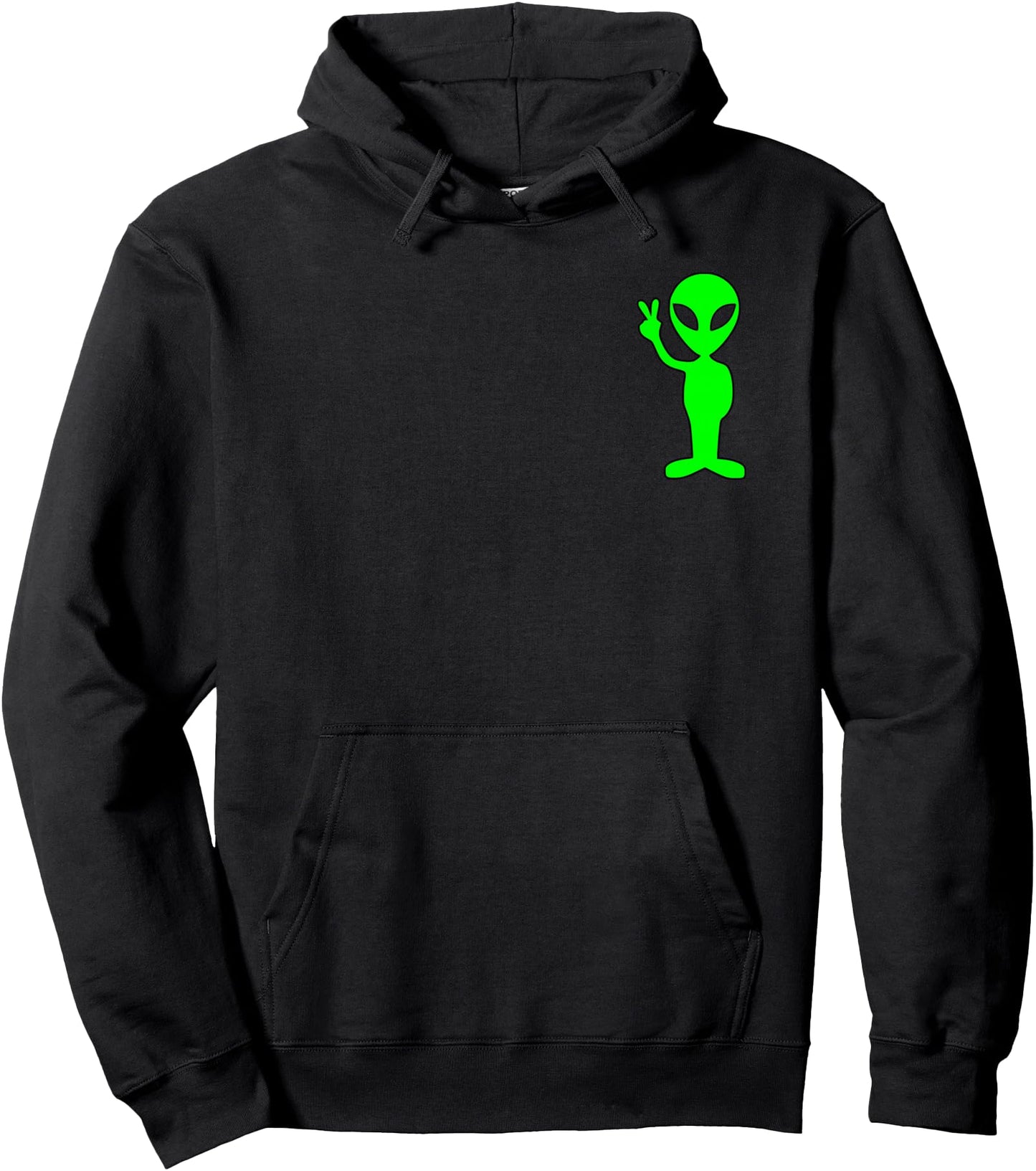 Lime Green Alien Peace Sign Funny Pocket Logo Graphic Gift Pullover Hoodie