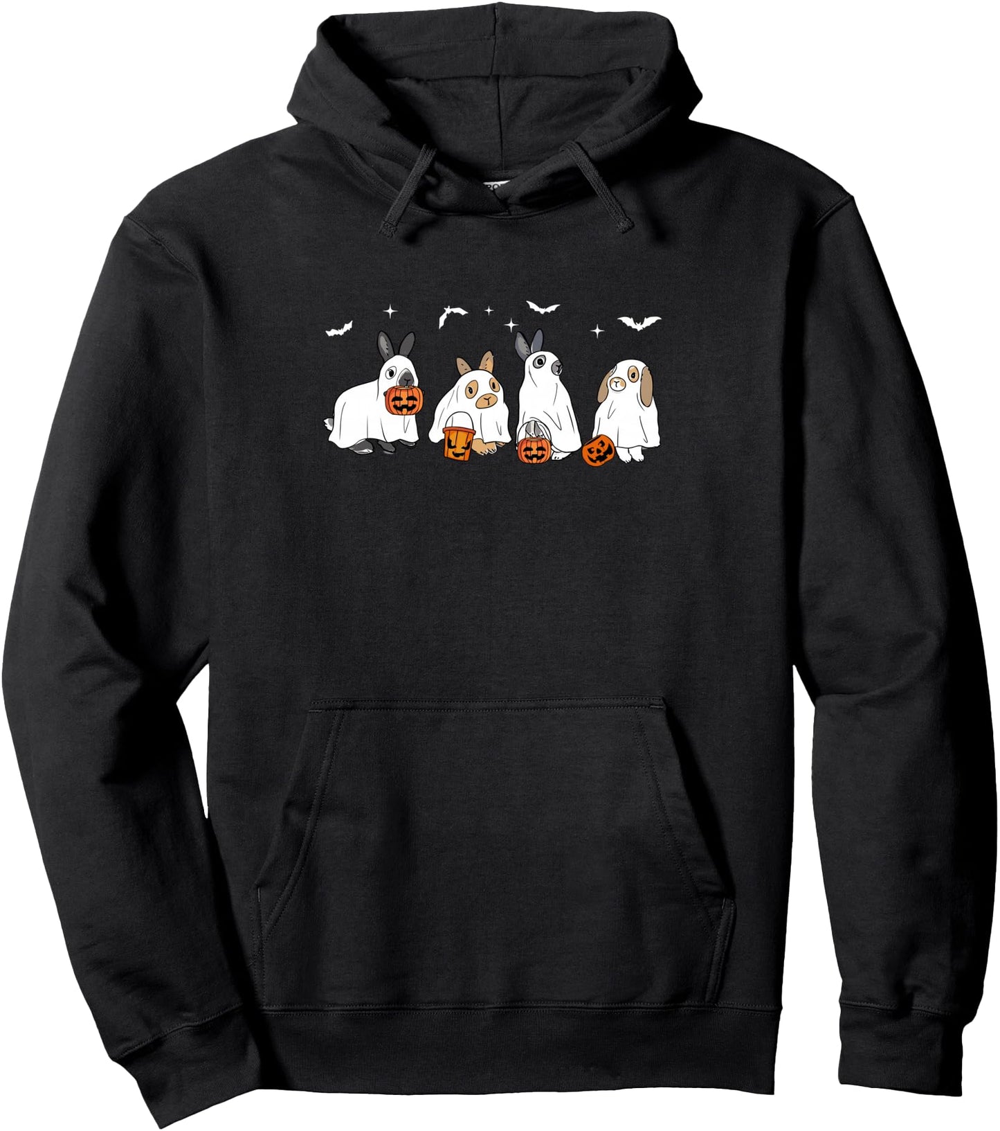Cute Bunny Ghost Halloween Bunny Lover Farmer Halloween Pullover Hoodie