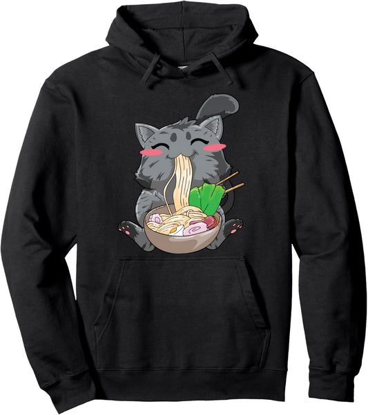 Cat Ramen Anime Kawaii Neko Gift Pullover Hoodie