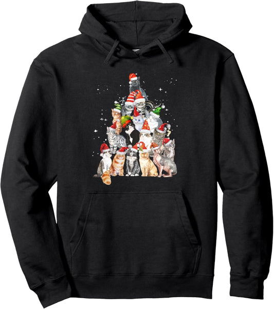 Cats For Everybody Christmas Cats Xmas Meow Christmas Pullover Hoodie