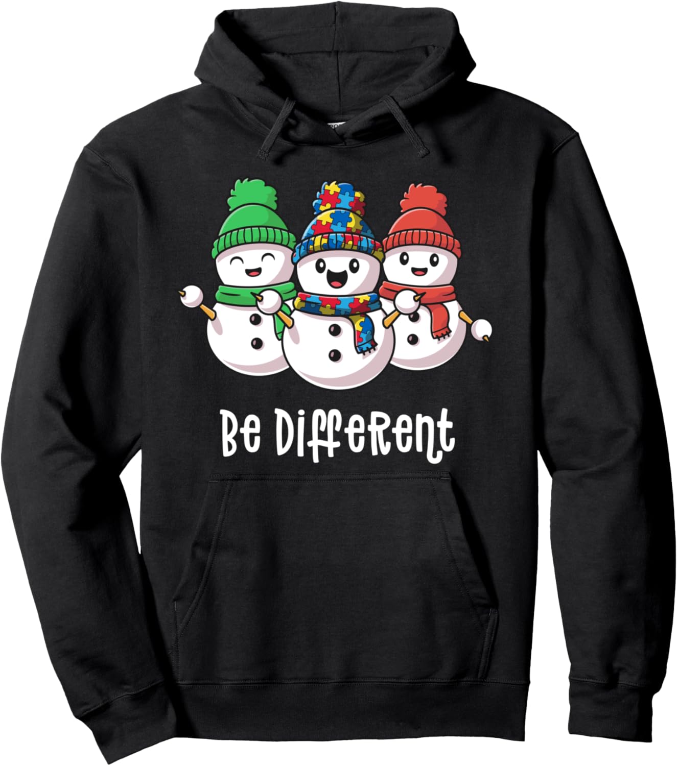Christmas Autism Awareness Shirt Be Different Snowman Xmas Pullover Hoodie