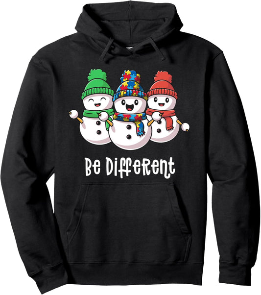 Christmas Autism Awareness Shirt Be Different Snowman Xmas Pullover Hoodie