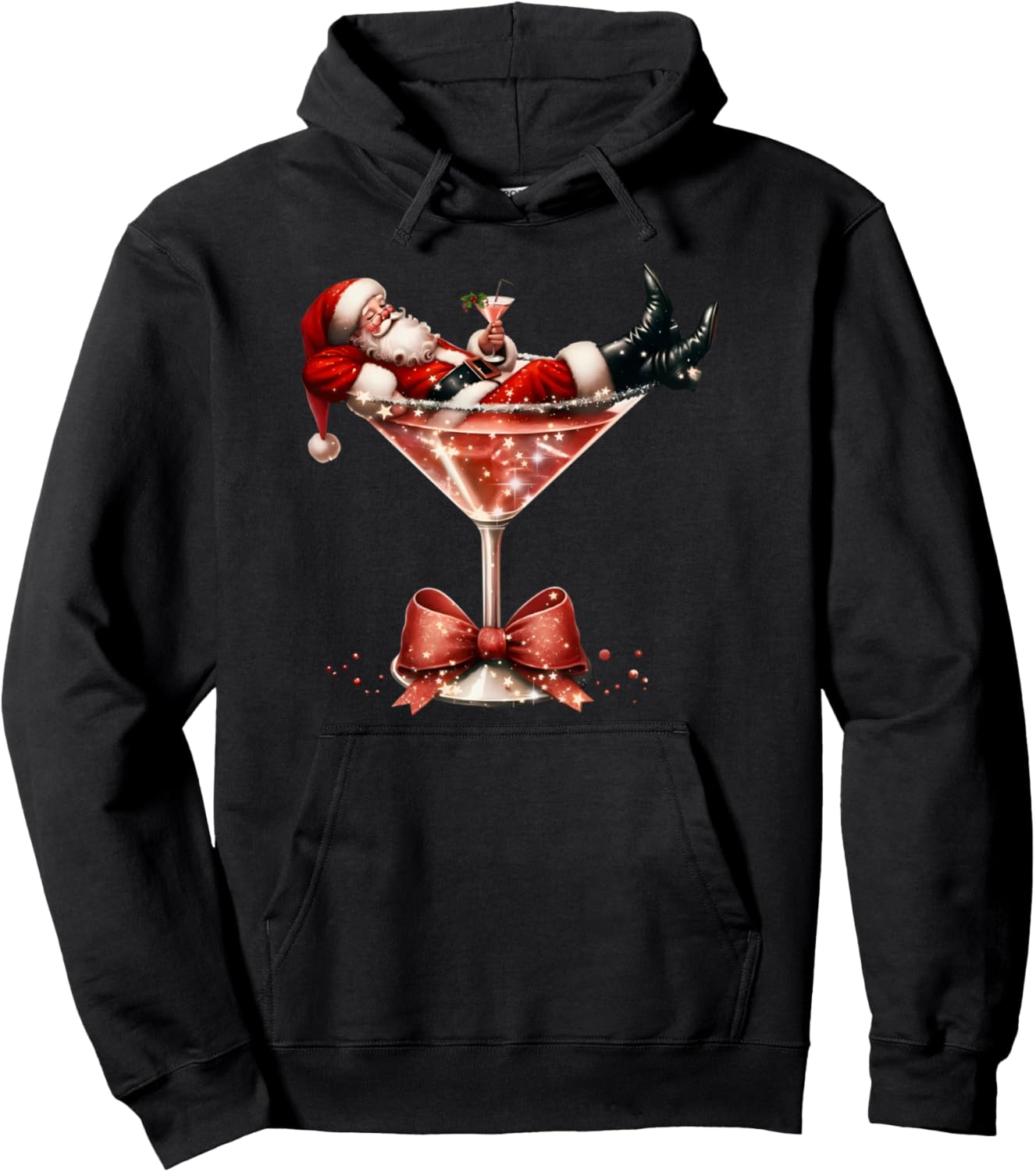 Santa's Hot Mess Christmas Martini Xmas Pullover Hoodie