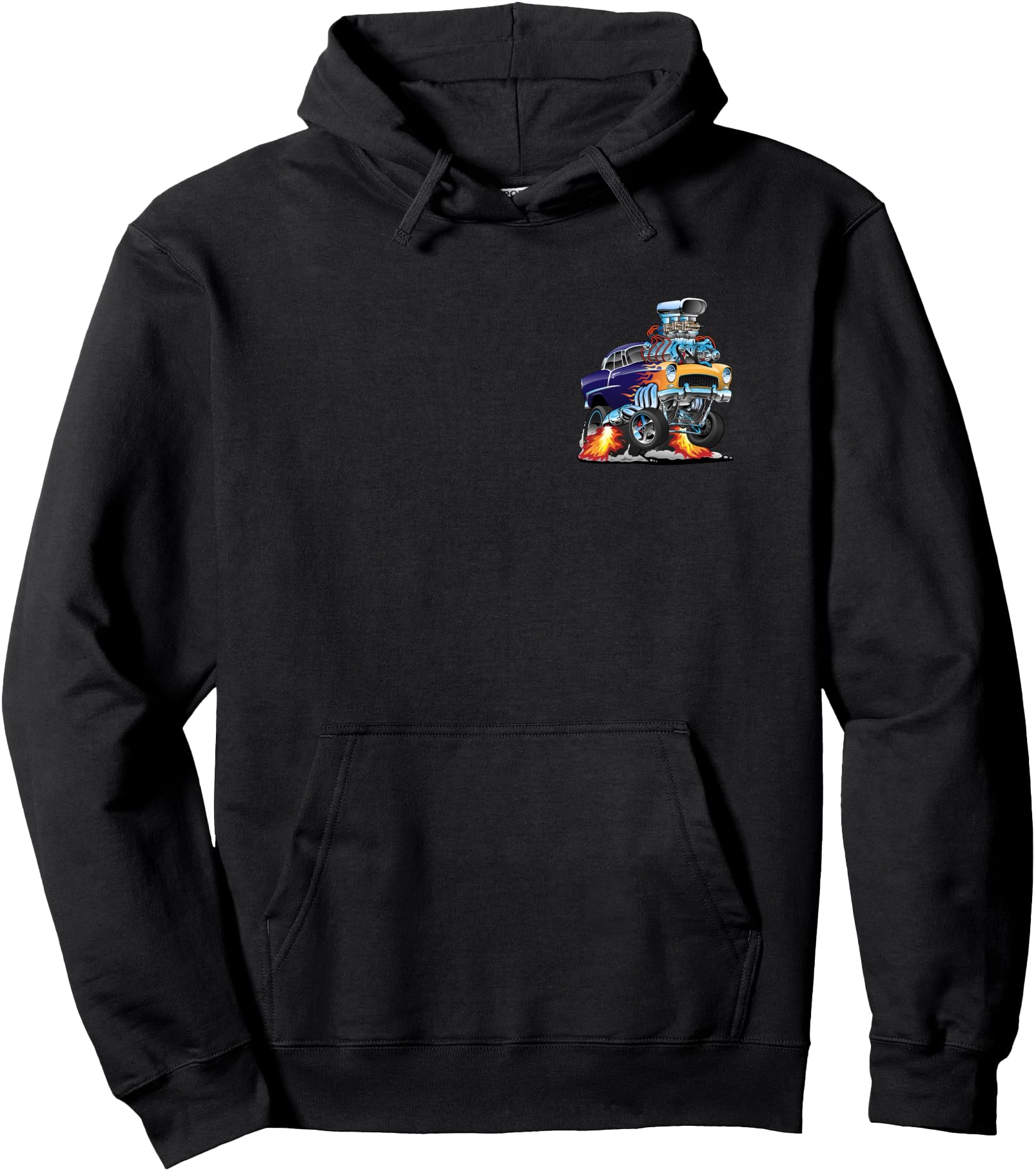 Retro Speed Shop Hotrod Classic Muscle Car Cartoon Graphic Pullover Hoodie