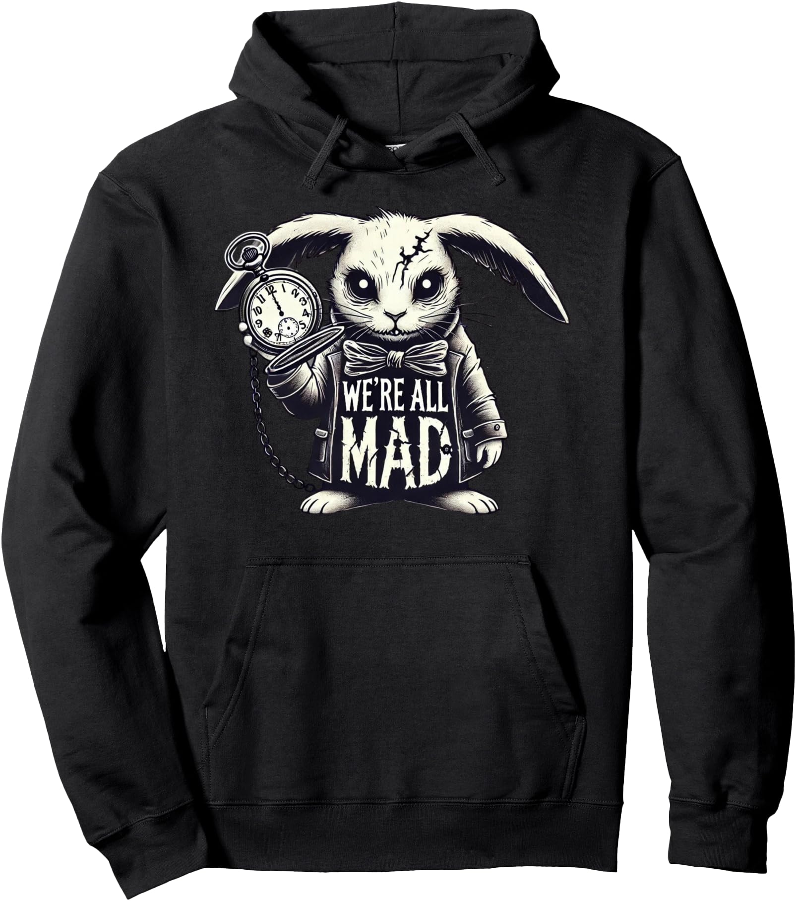 Alice in Wonderland - We're All Mad White Rabbit Mad Hatter Pullover Hoodie