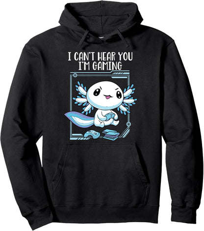 Gamer Axolotl Shirt Gamesolotl Fish Gaming Video Gamer Anime Pullover Hoodie