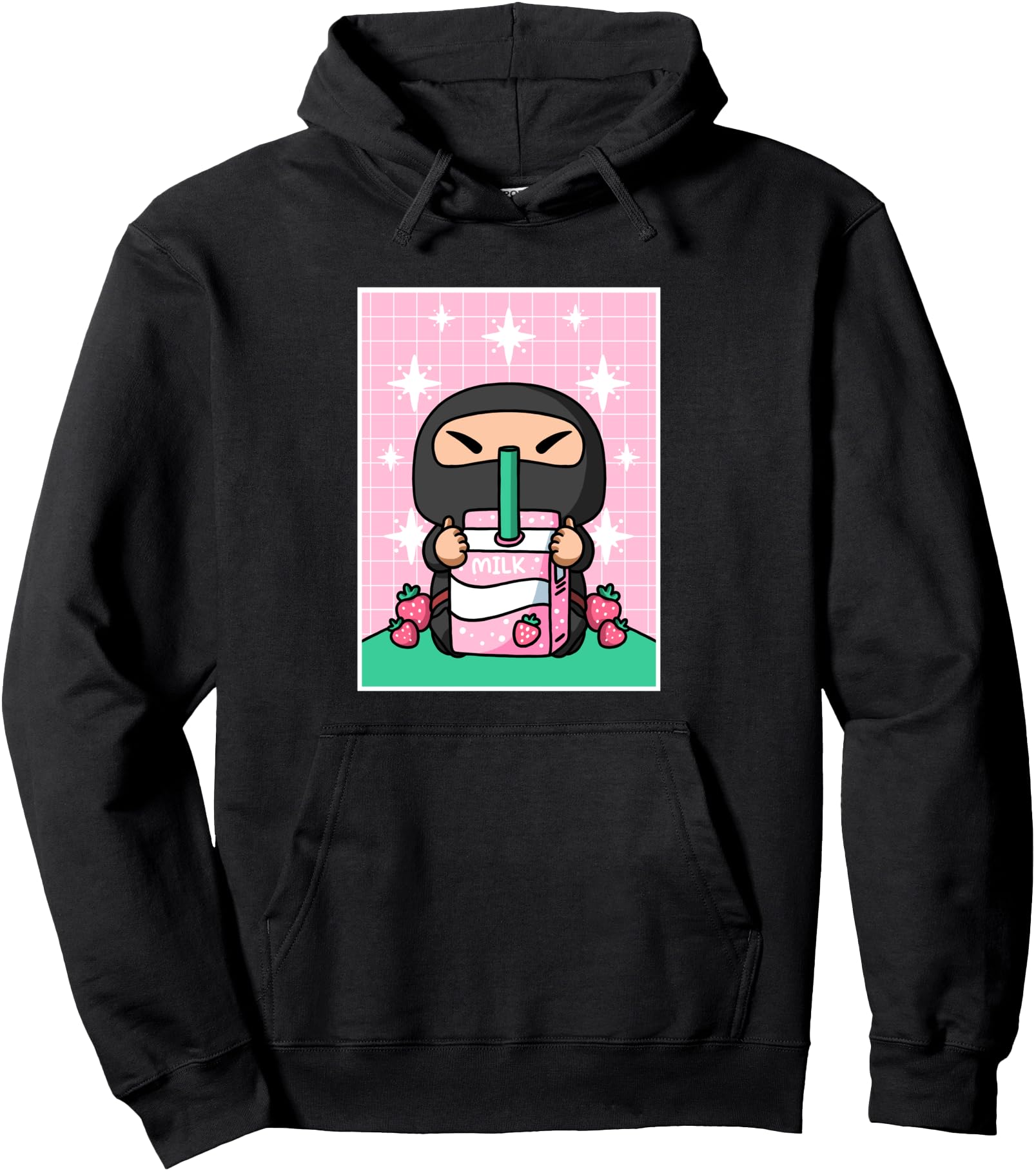 Japanese Ninja Strawberry Milk Carton Kawaii Anime Pullover Hoodie