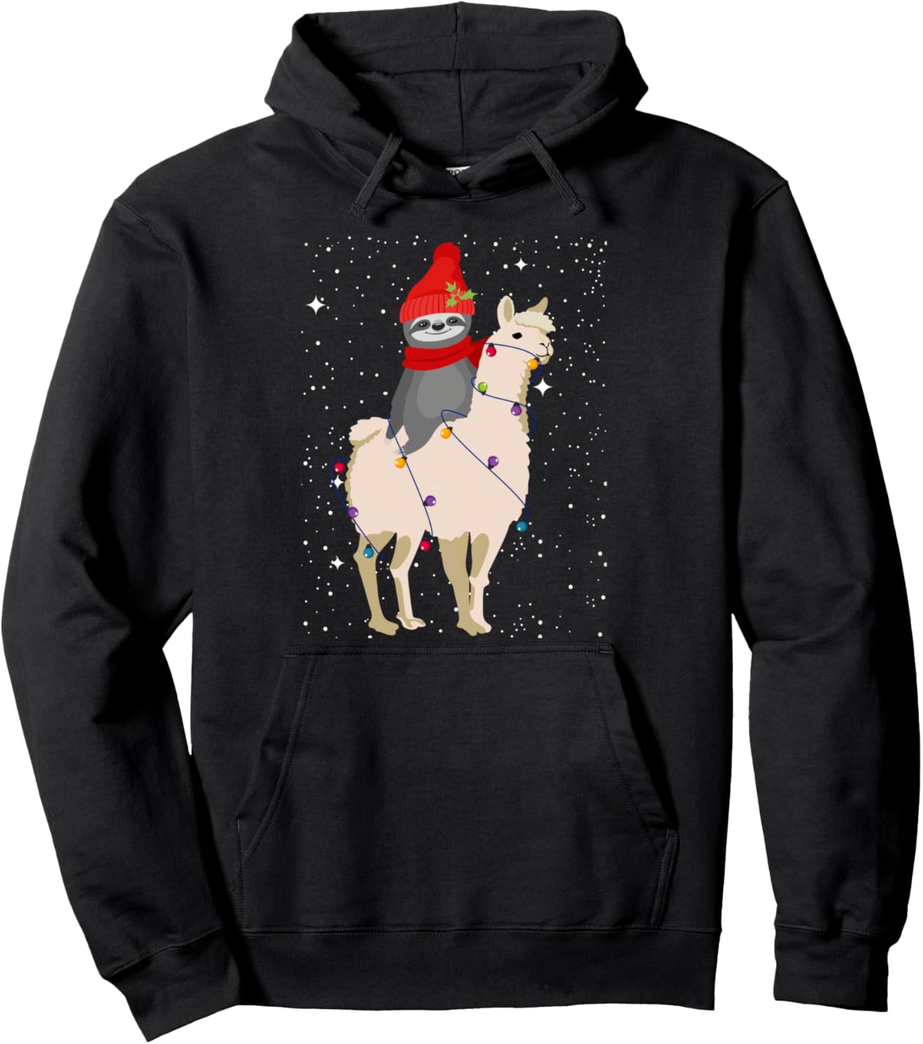 Christmas funny santa llama sloth christmas xmas apparel Pullover Hoodie