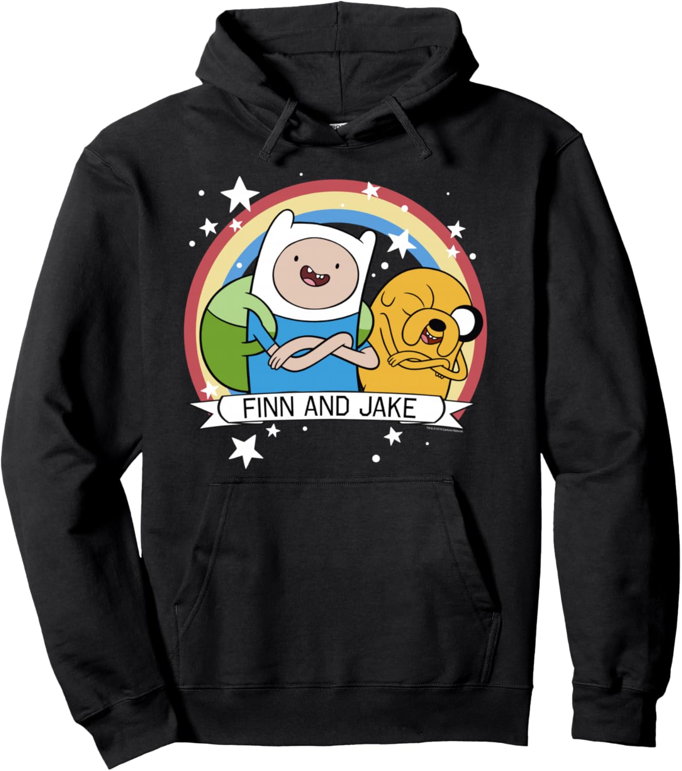 CN Adventure Time Finn And Jake Rainbow Stars Portrait Pullover Hoodie