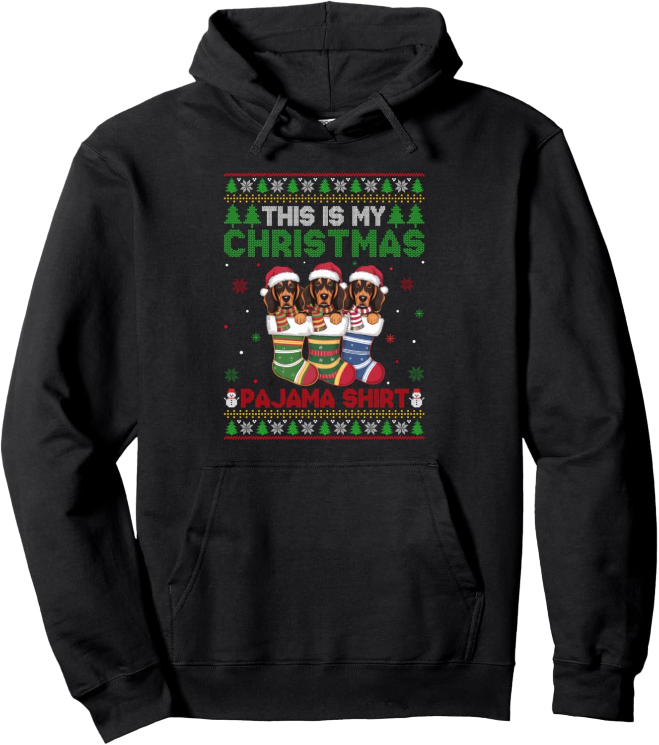 American English Coonhound Dog in Christmas Socks Xmas Pullover Hoodie