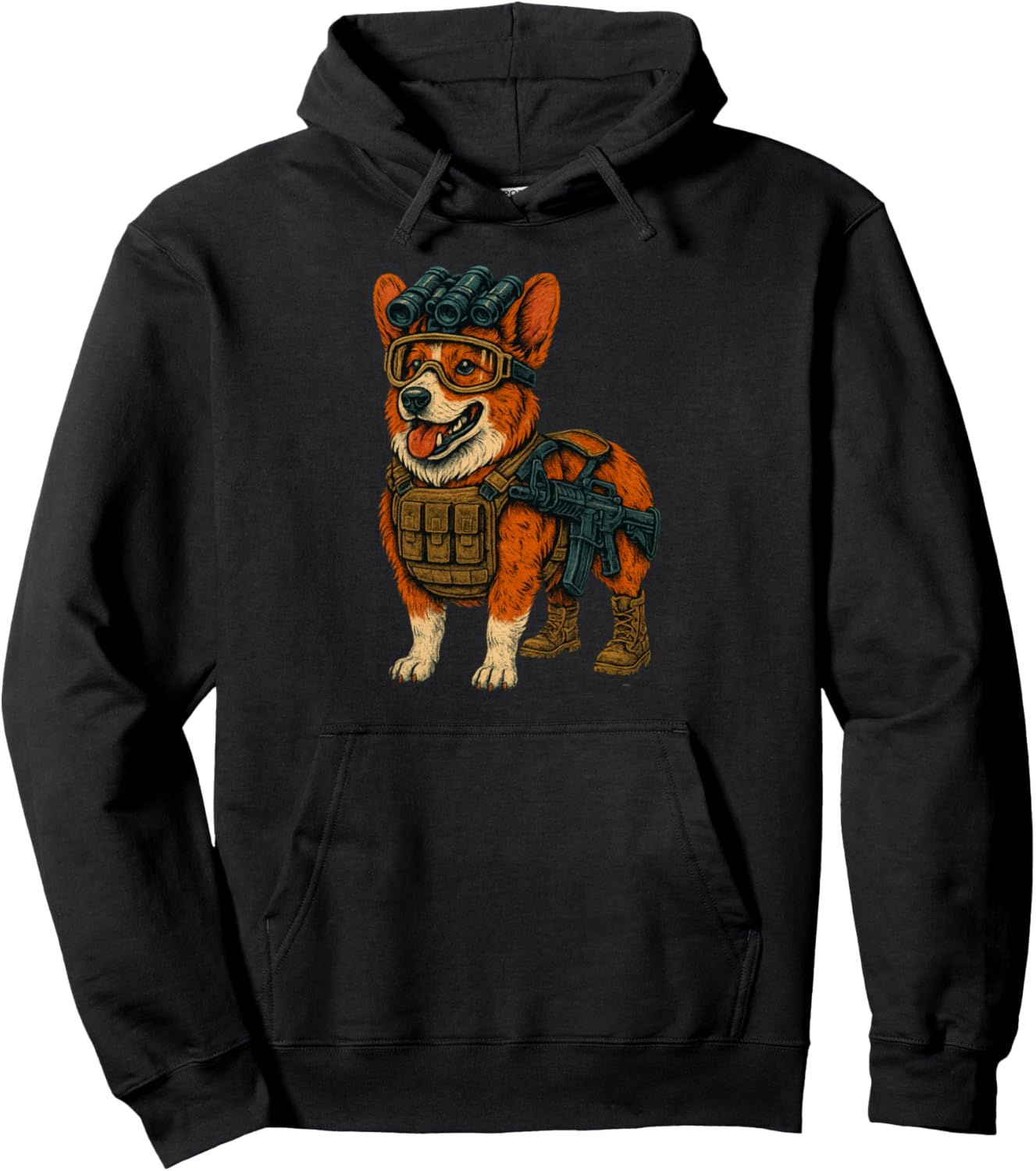 Funny Tactical Corgi Dog Design for Corgi Lover Pullover Hoodie