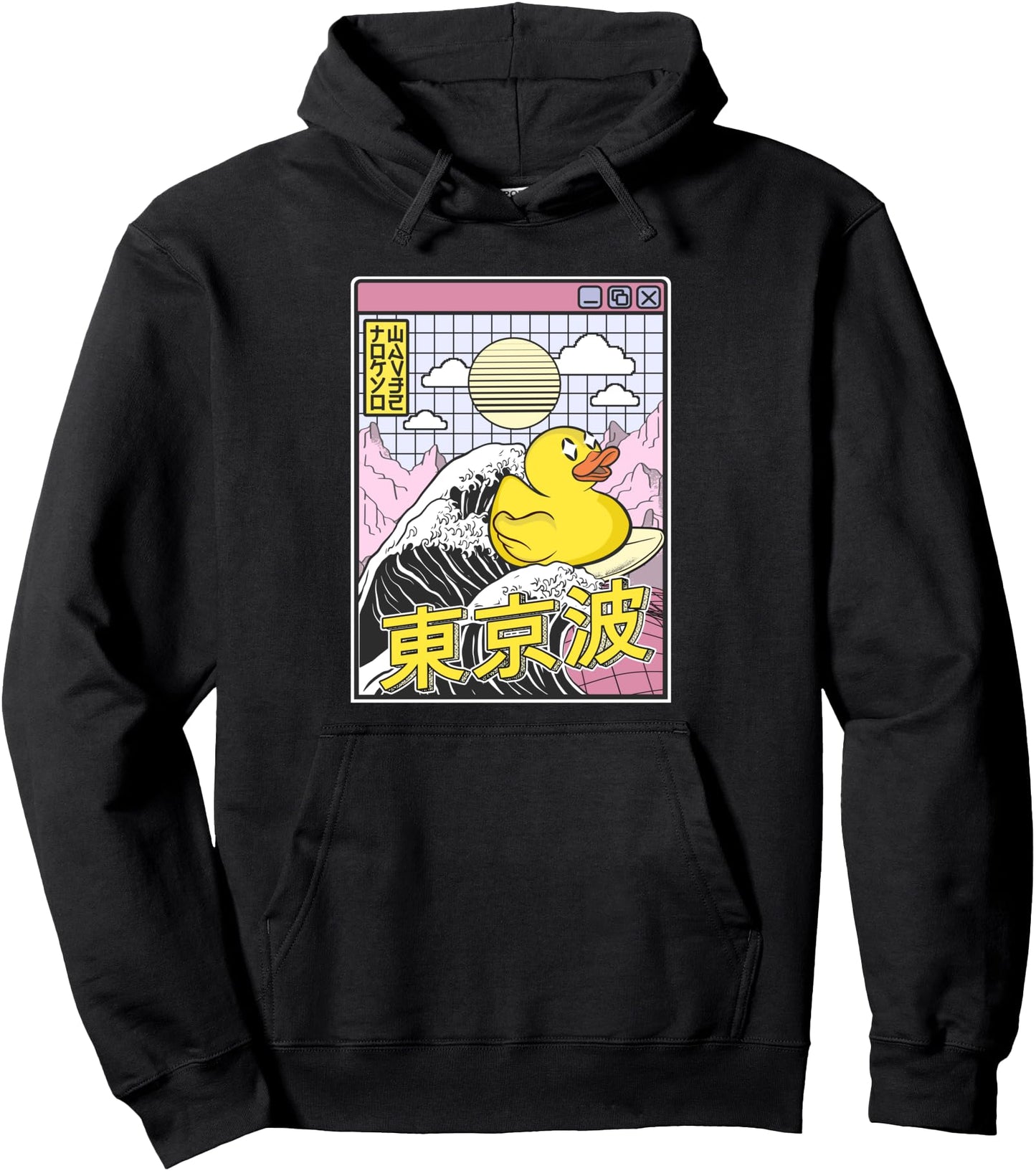 New Japanese Aesthetic By Tokyo Waves Unisex-Adult Vaporwave Anime Hoodie - Black, Small