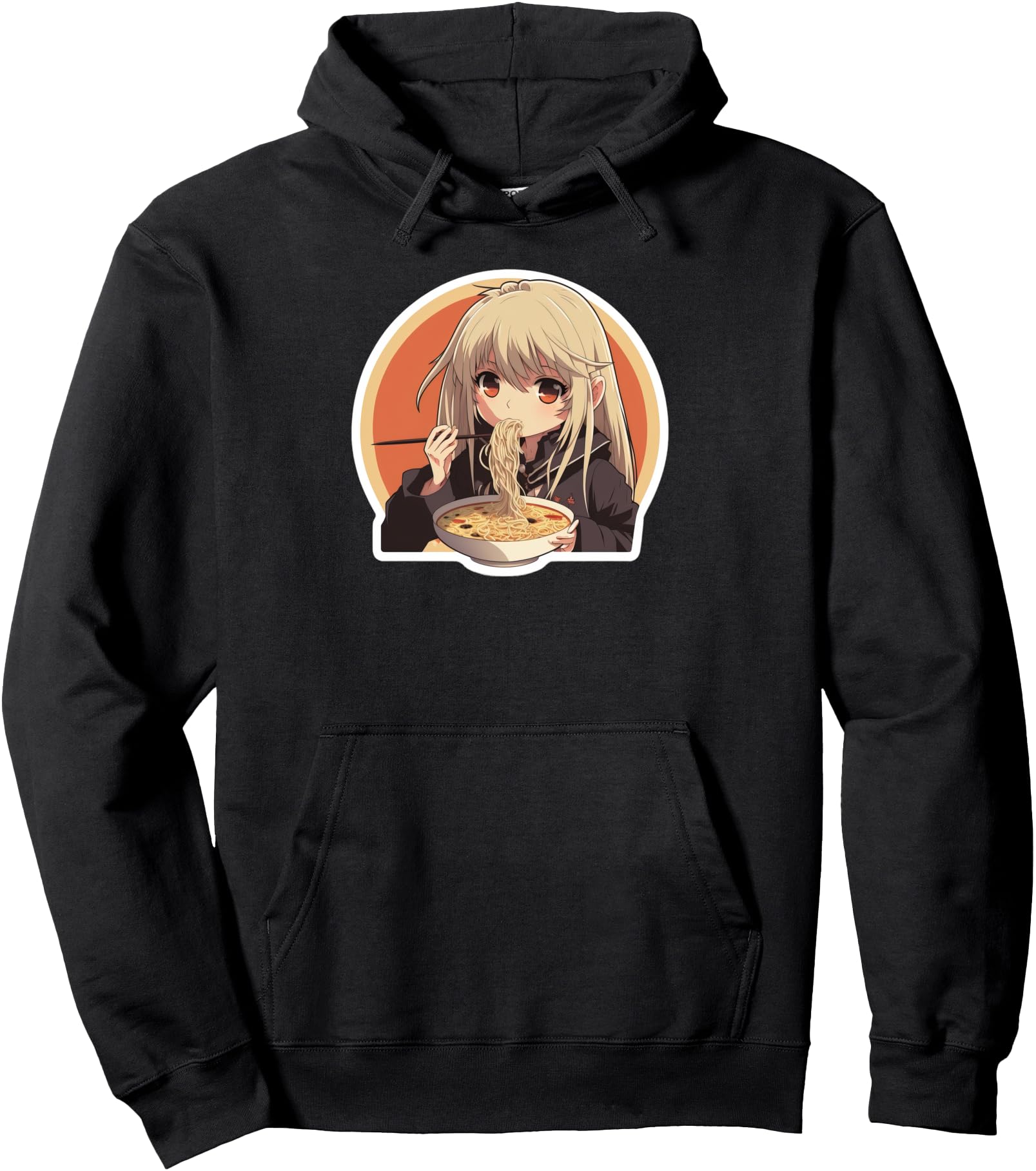 Cute Kawaii Anime Girl and Ramen Pullover Hoodie
