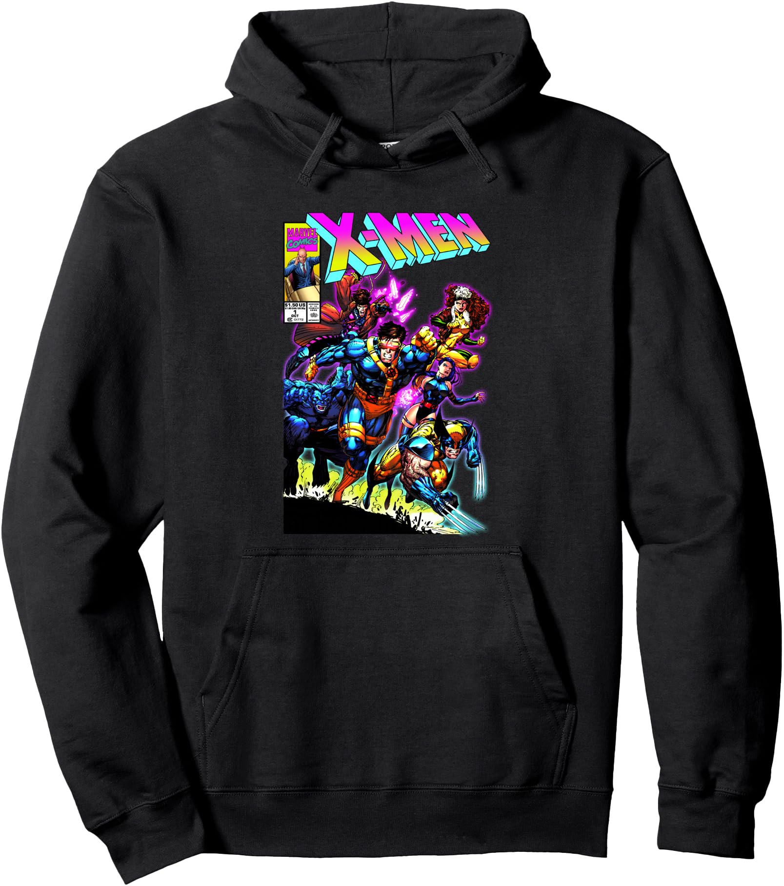 Marvel X-Men Retro Neon Group Shot Comic Book Cover Pullover Hoodie
