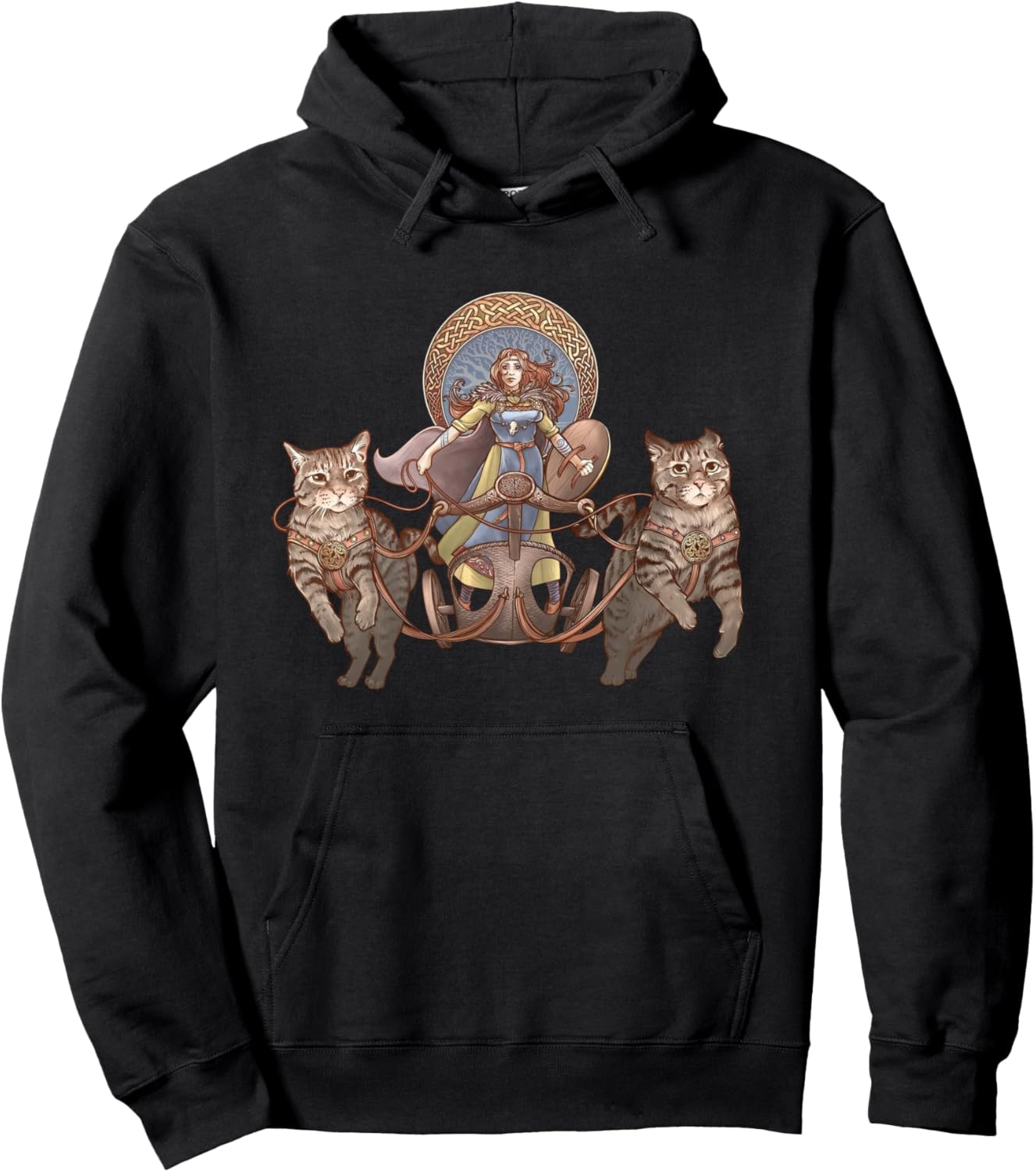 Freya Driving Her Cat Chariot Pullover Hoodie